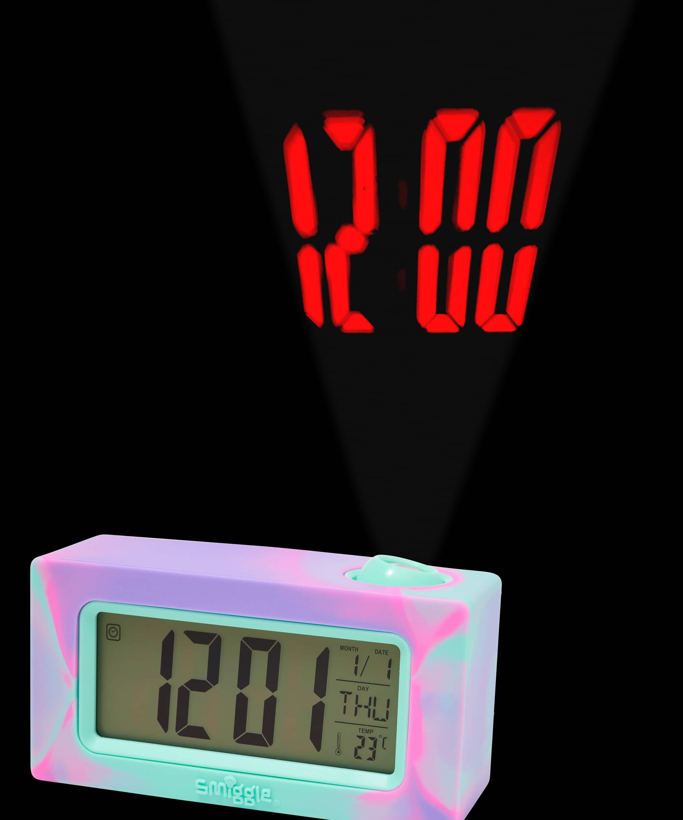 Smiggle - Projektörlü Işıklı Dijital Masa Saati-Dinossi