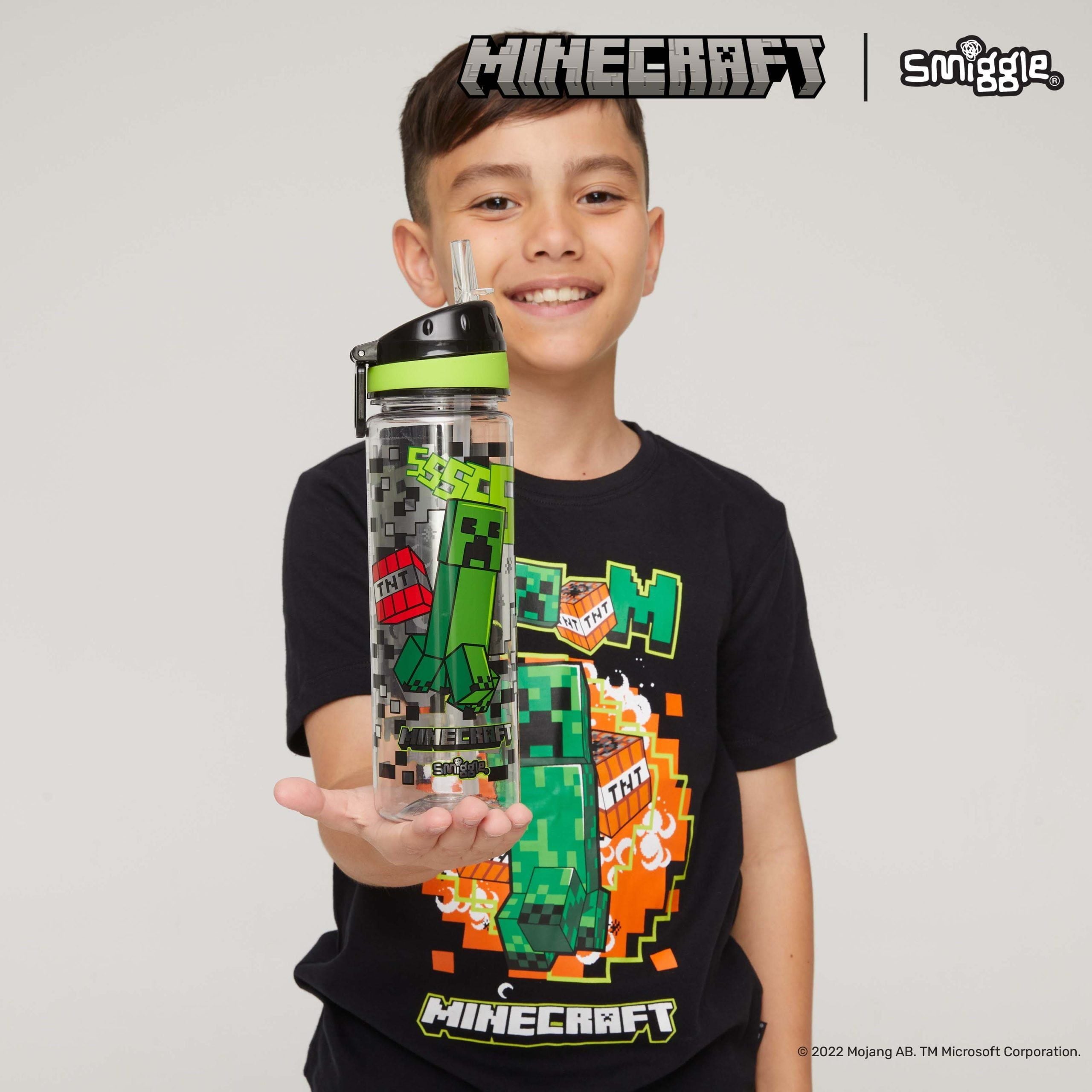 Smiggle - Minecraft Pipetli 650ML BPA'sız Suluk-Dinossi
