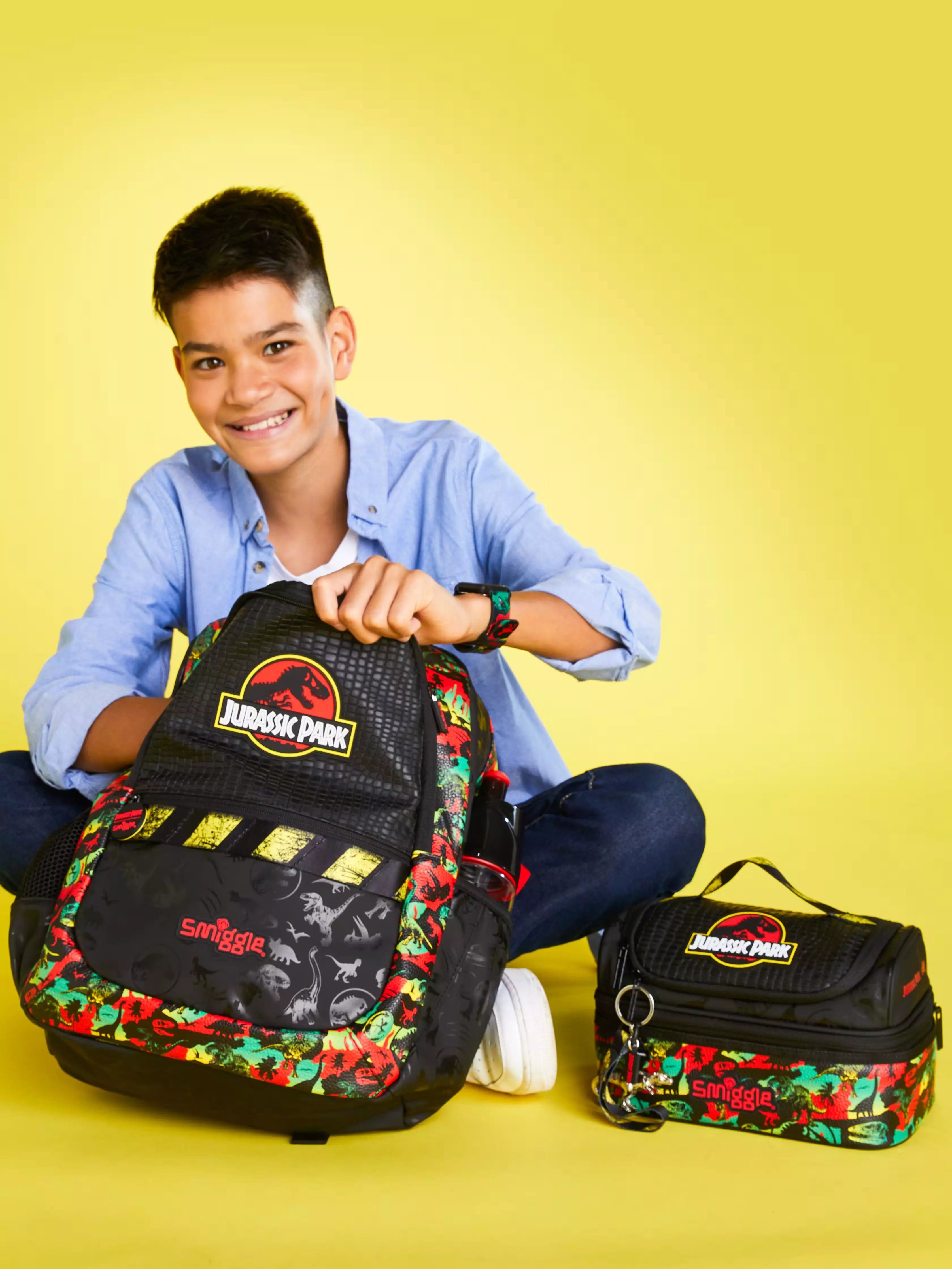 Smiggle - Jurassic Park Çift Katlı Beslenme Çantası-Dinossi