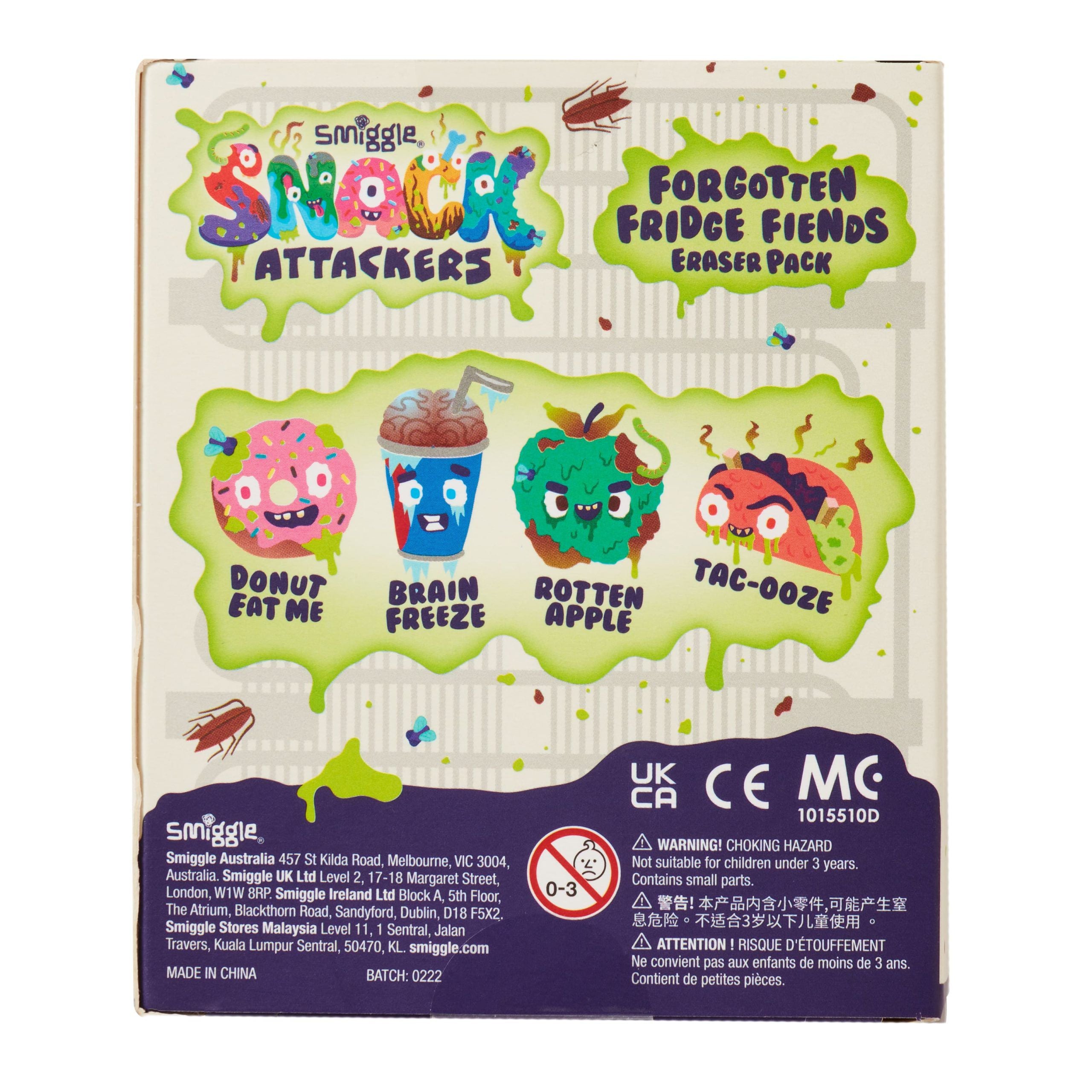 Smiggle - Snack Attackers 4lü Silgi Paketi-Dinossi