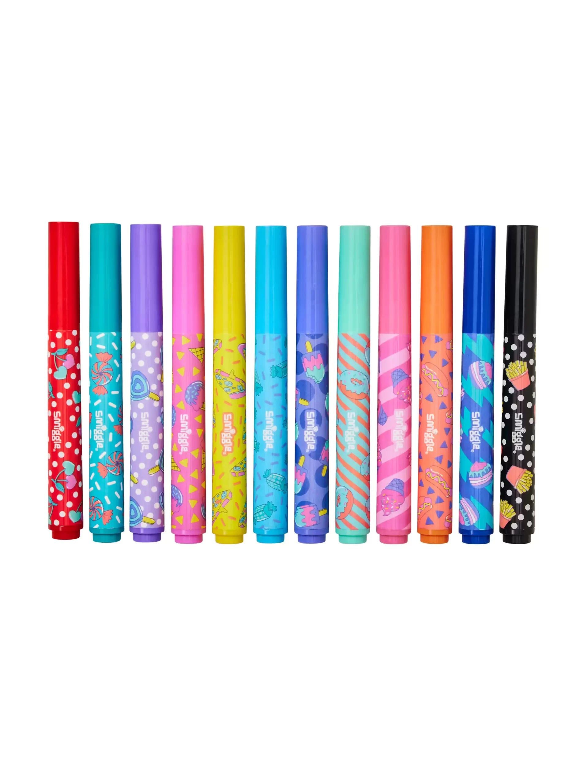 Smiggle - Away Kokulu 12'li Fosforlu Kalem ve Kalem Kutusu Seti-Dinossi