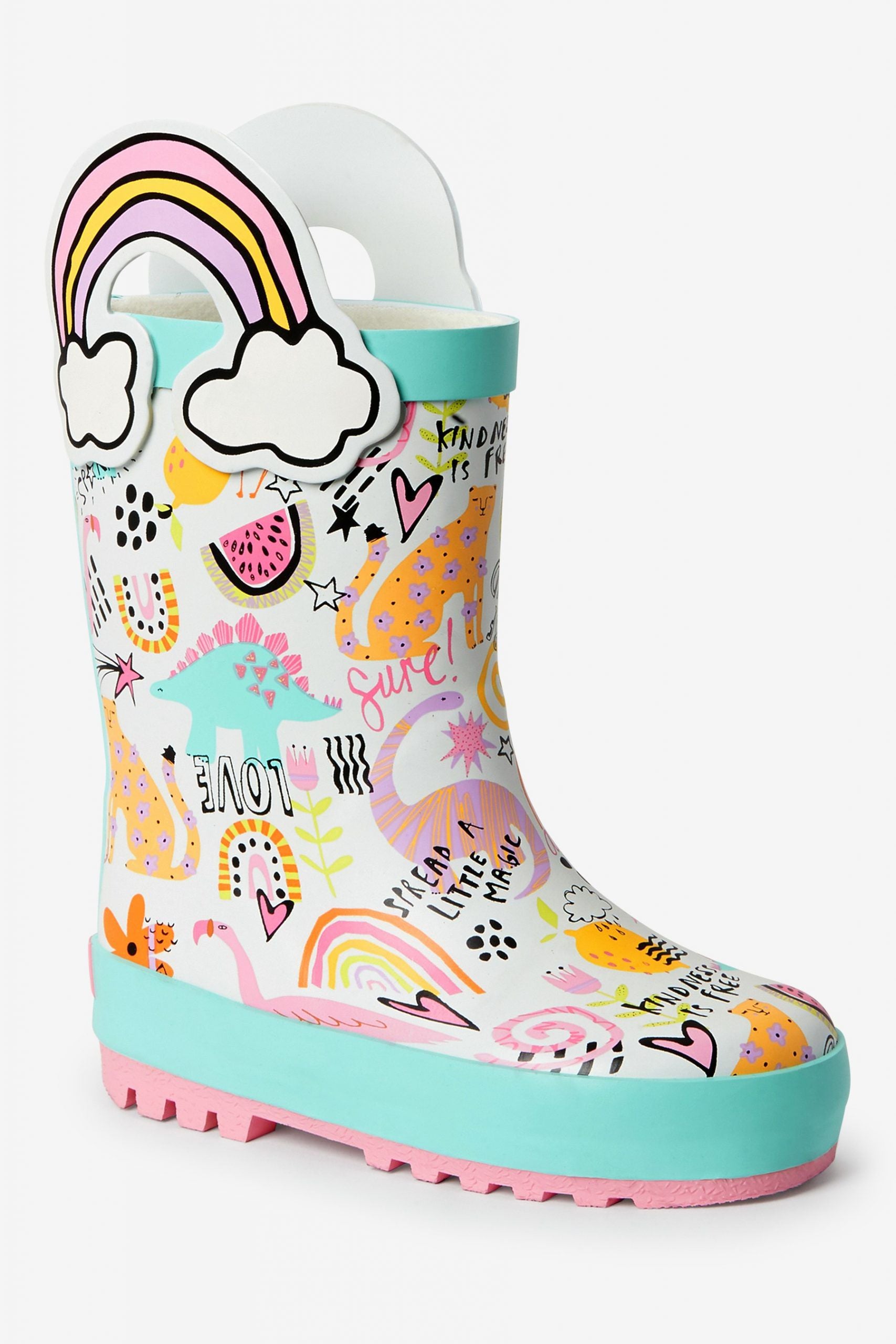Dinossi - Kulplu Love Polarlı Çocuk Yağmur Çizmesi - 21.5-Dinossi