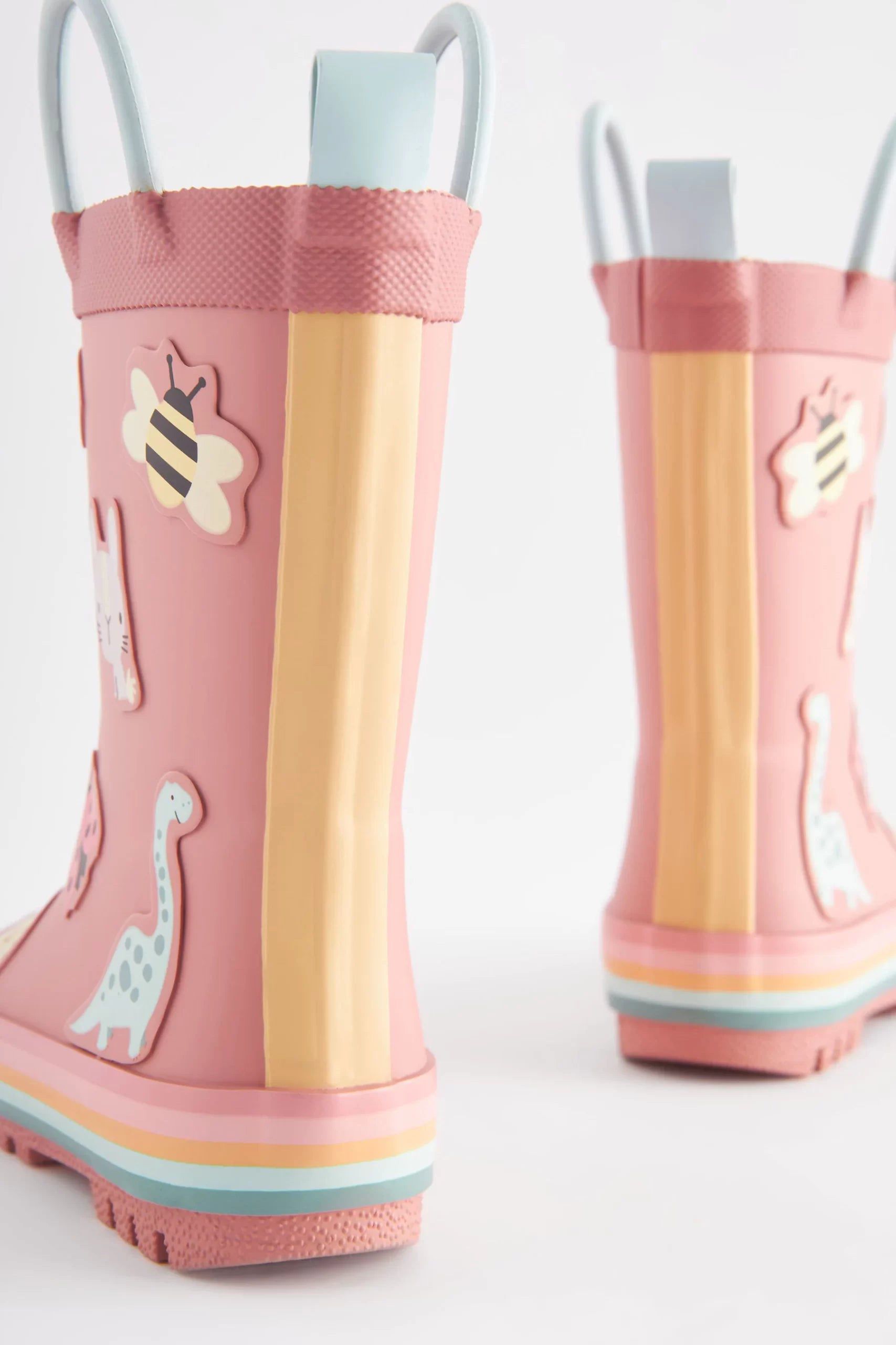 Dinossi - Soft Pembe Yumuşak Tabanlı Kız Çocuk Polarlı Yağmur Çizmesi - 28-Dinossi