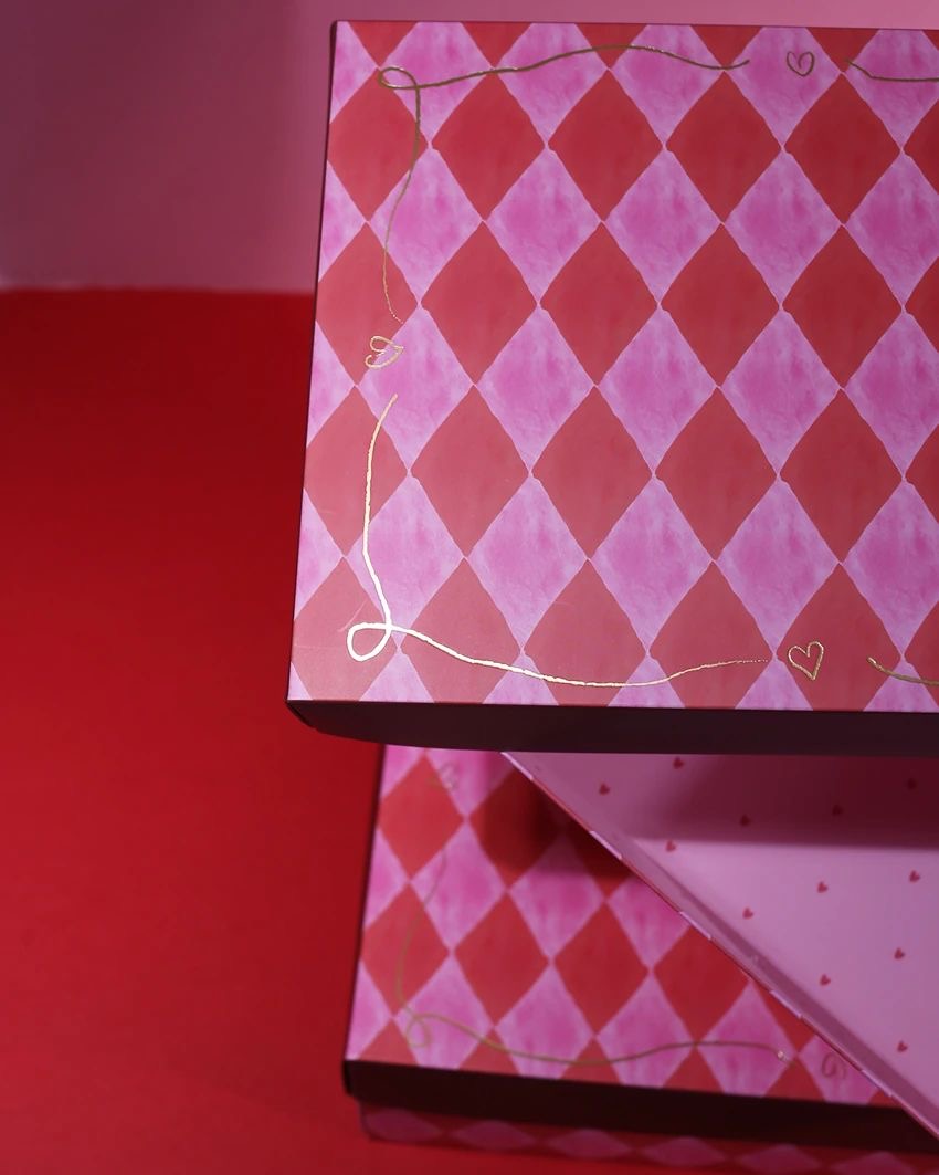 Dinossi - Roze Geruit Geschenkdoos