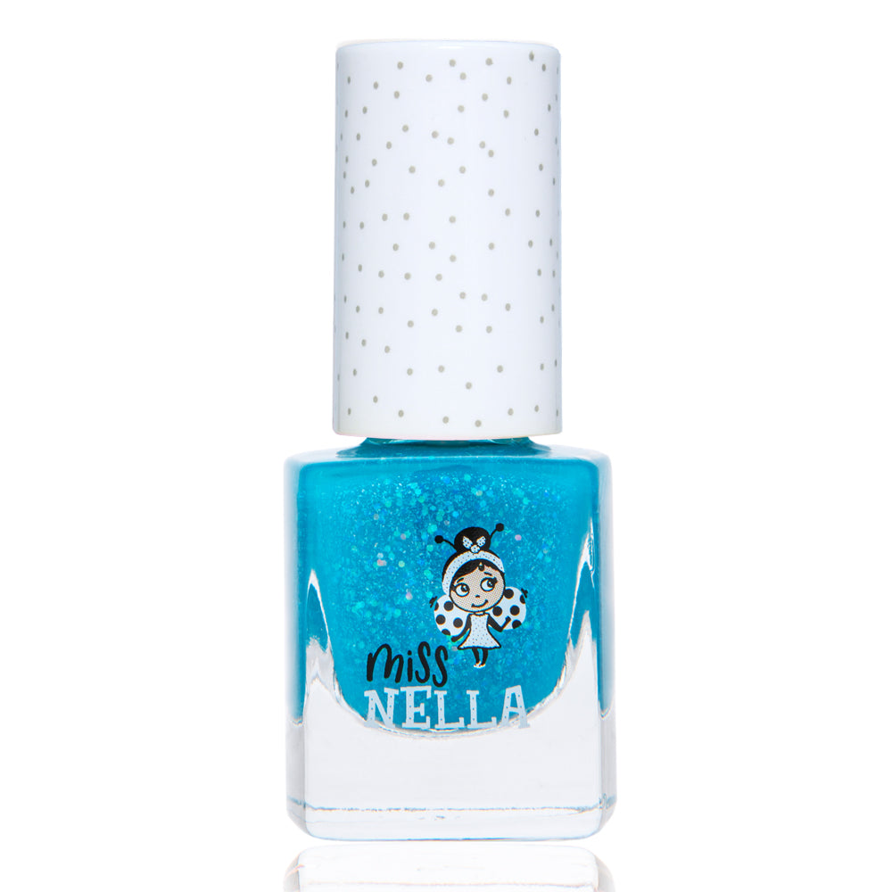 Miss Nella - Glanzende Blauwe Glinsterende Afbladderbare Nagellak