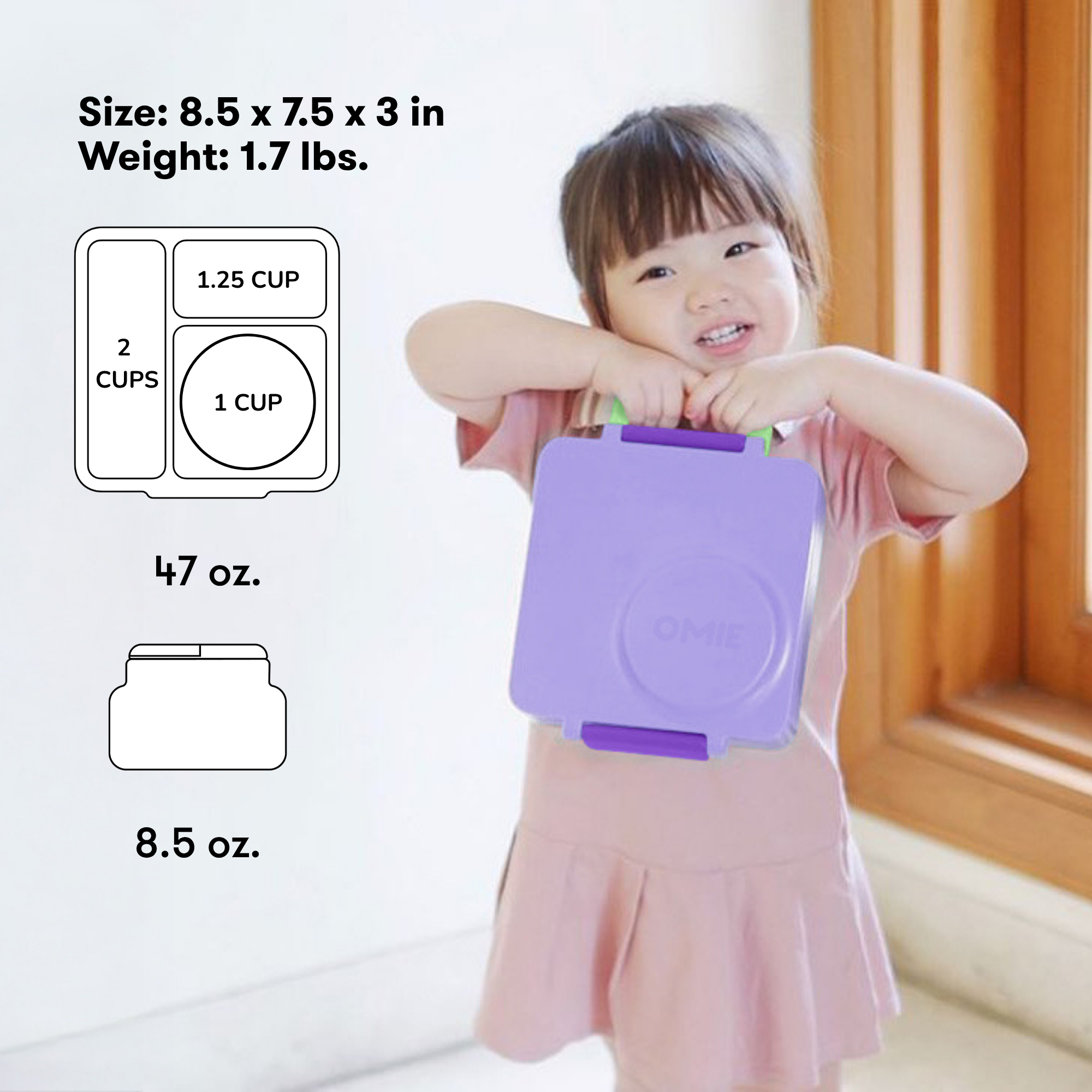 Omiebox - Warmte Geïsoleerde Paarse Bento Lunchbox