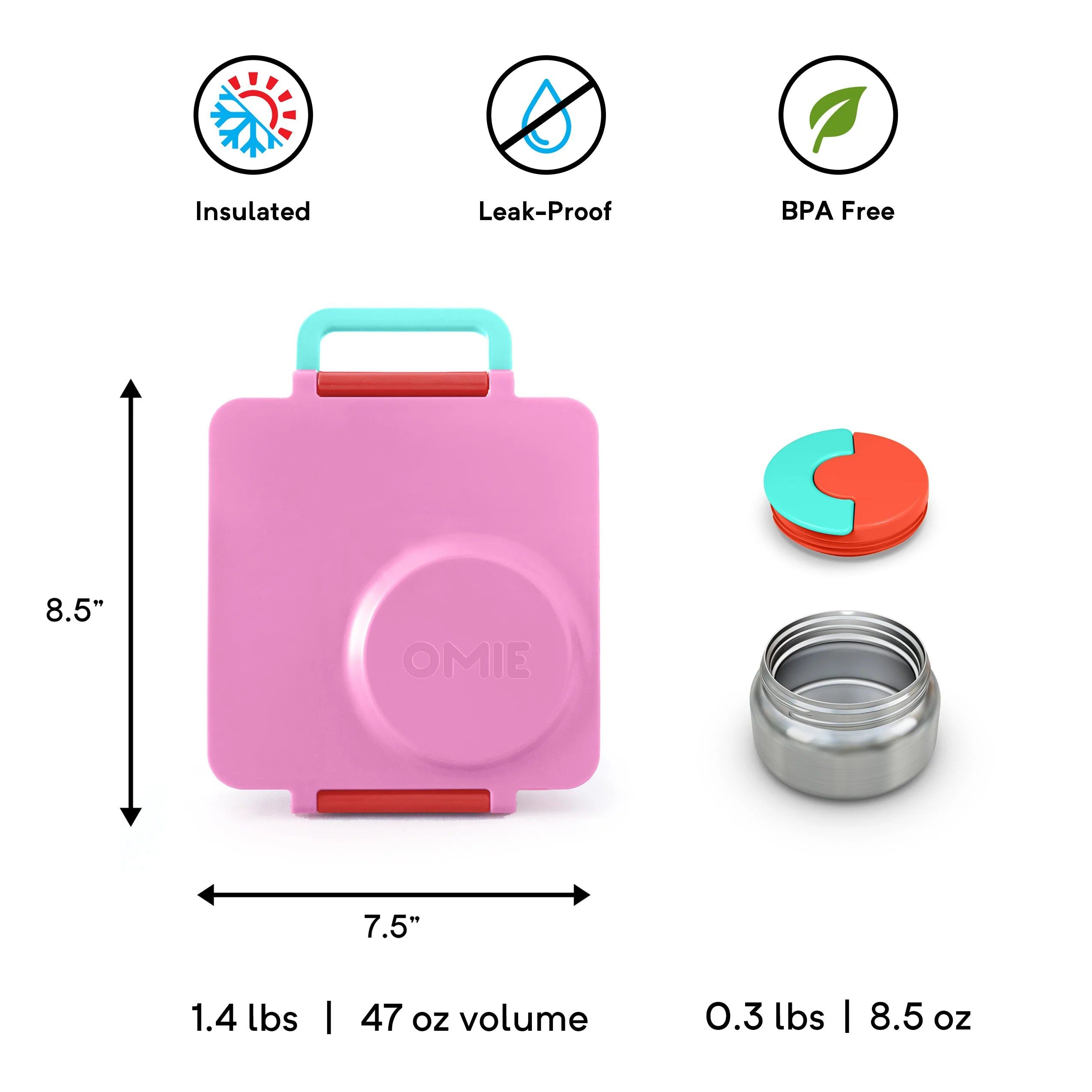 OmieBox - Geïsoleerde Roze Bento Lunchbox
