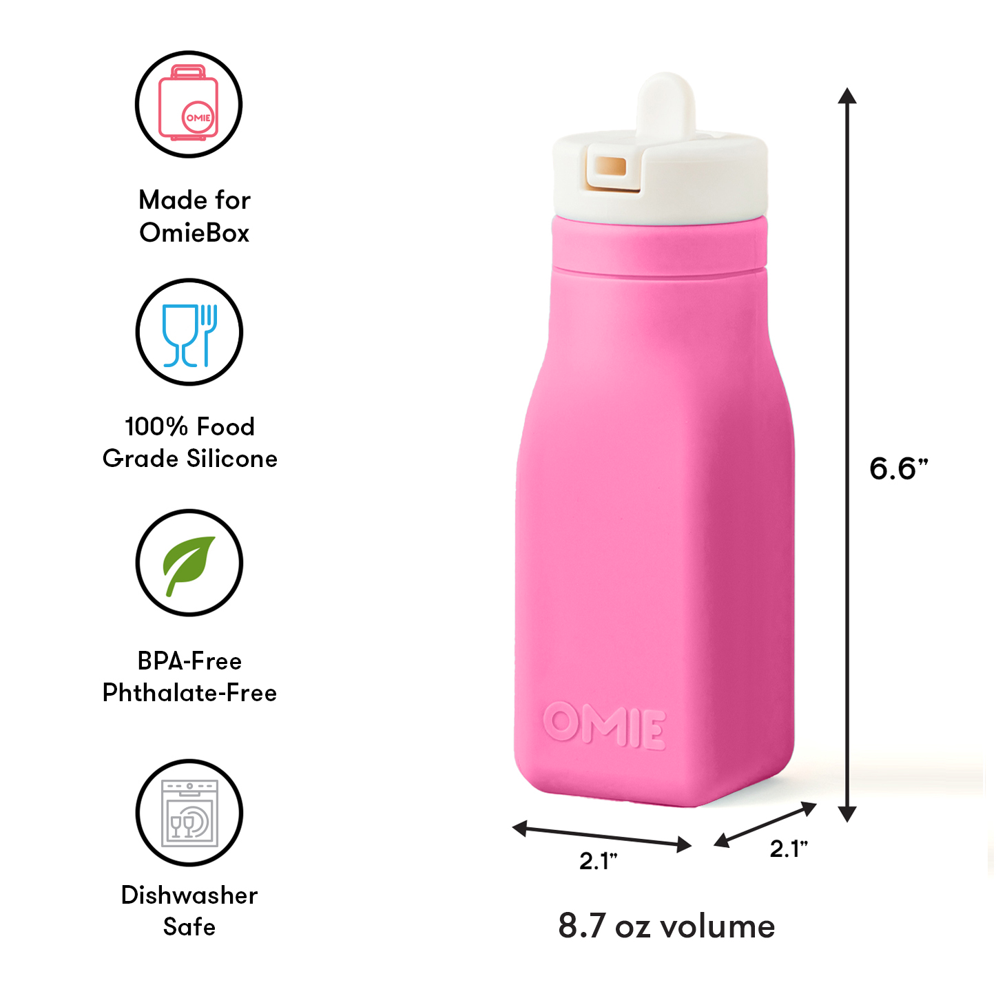 Omiebox - OmieBottle BPA-vrije siliconen drinkfles roze