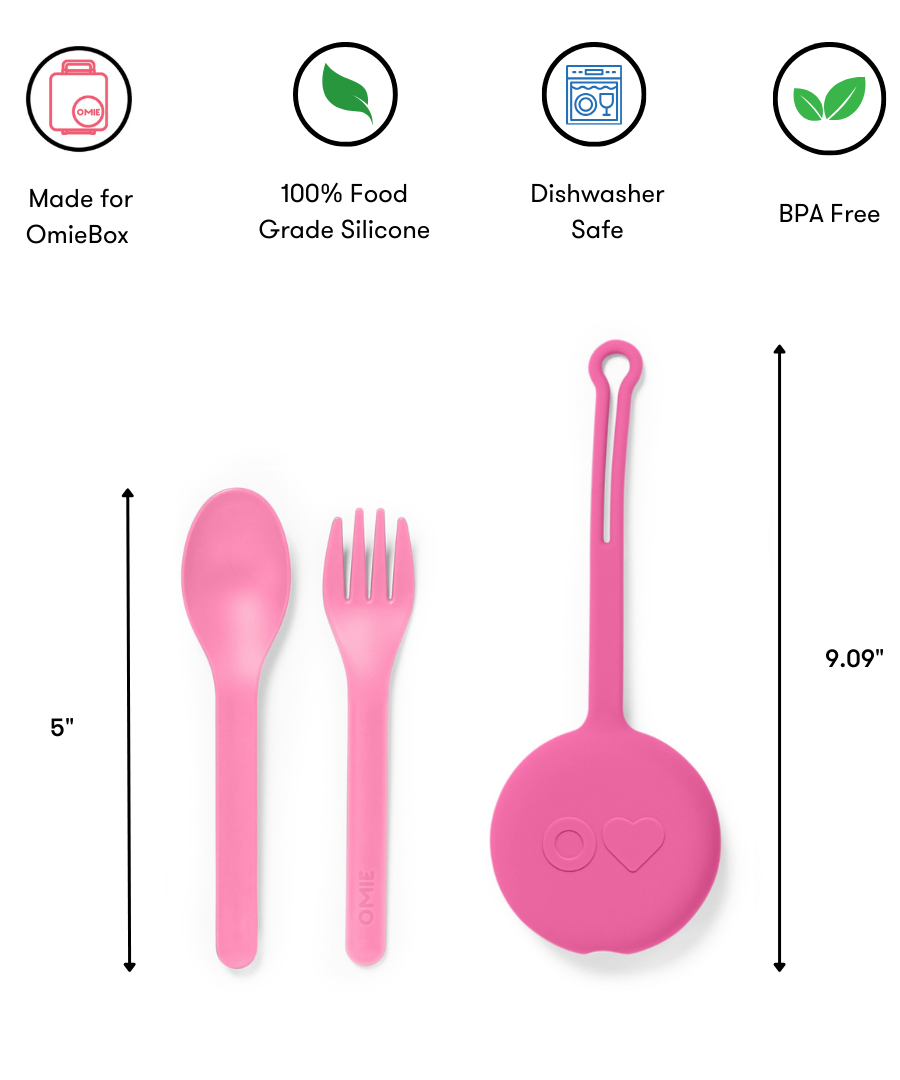 Omiebox - OmiePod Ballon Roze Siliconen Vork en Lepel Set