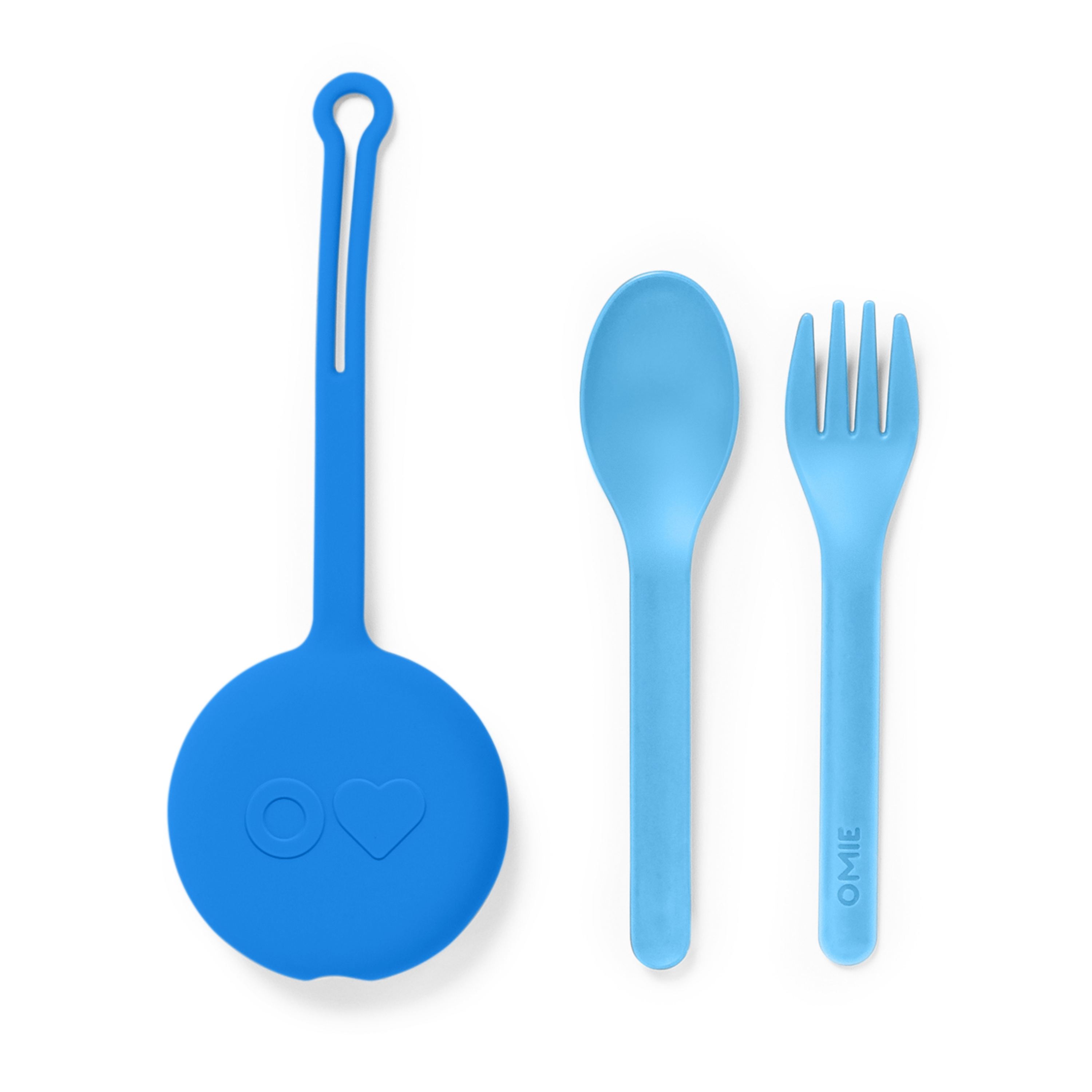 Omiebox - OmiePod Capri Blauwe Siliconen Vork en Lepel Set