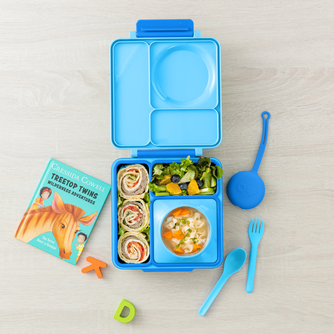Omiebox - OmiePod Capri Blauwe Siliconen Vork en Lepel Set