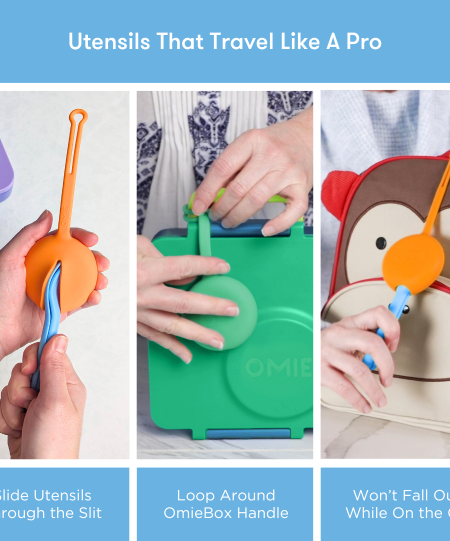 Omiebox - OmiePod Capri Blauwe Siliconen Vork en Lepel Set