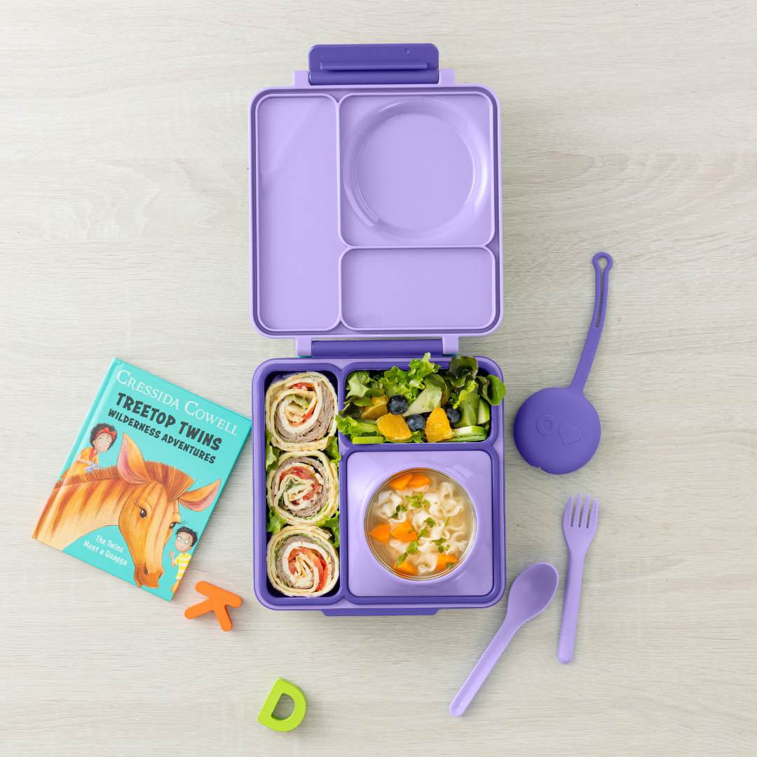 Omiebox - OmiePod Paarse Siliconen Vork en Lepel Set