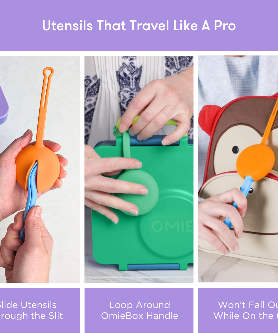 Omiebox - OmiePod Paarse Siliconen Vork en Lepel Set