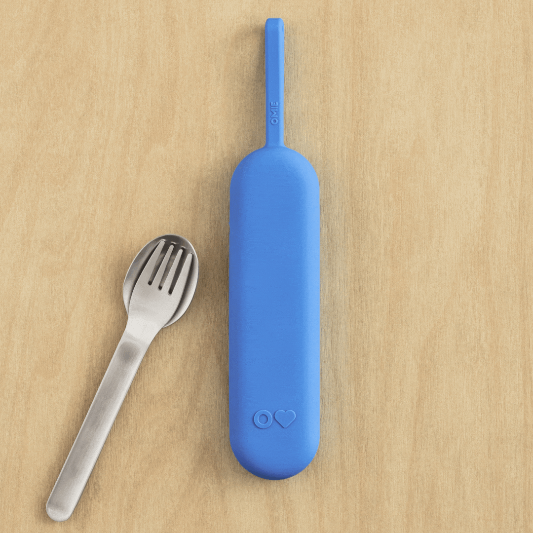 Omiebox - OmiePod UP Azure Siliconen Vork en Lepel Set