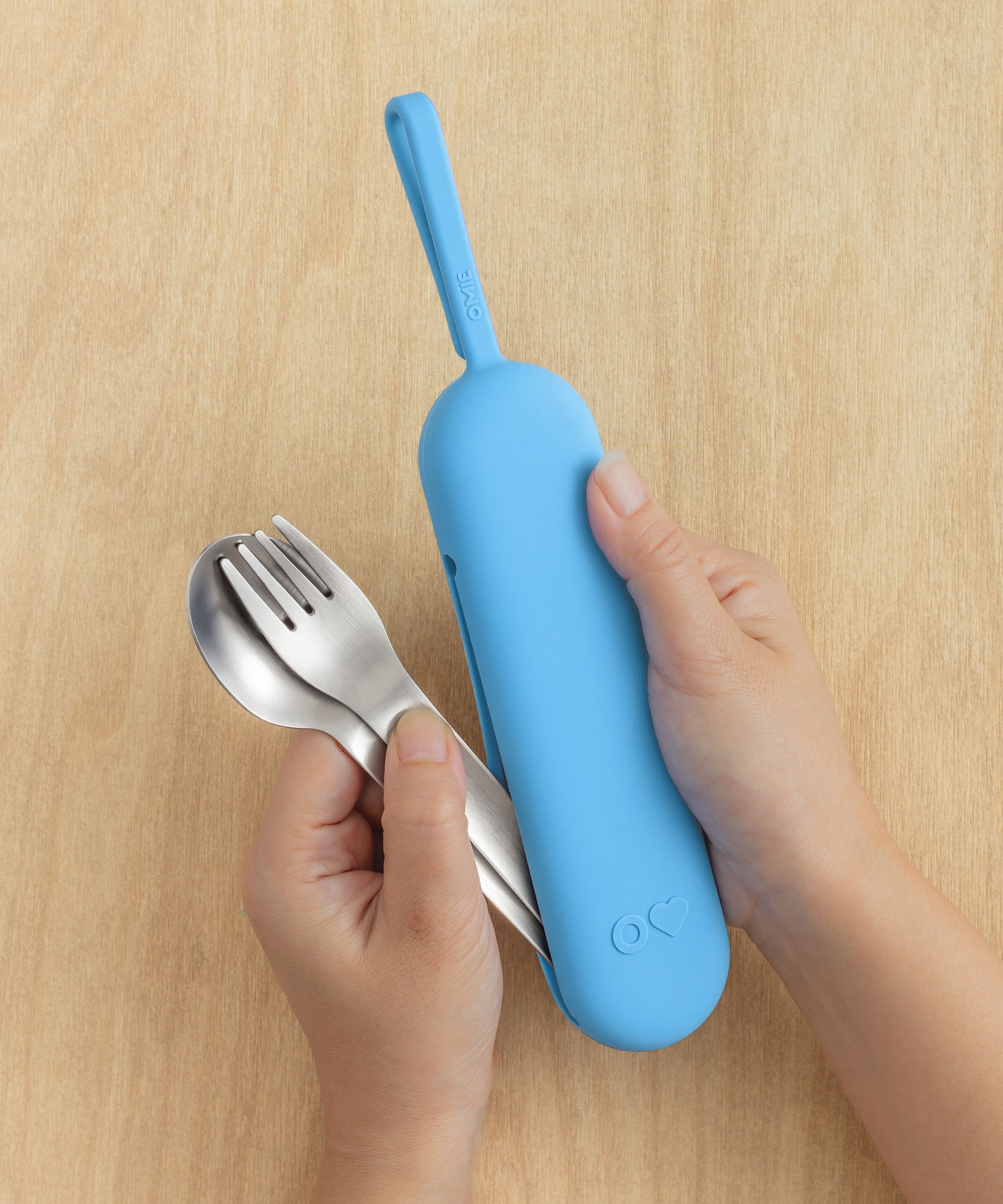 Omiebox - OmiePod UP Azure Siliconen Vork en Lepel Set