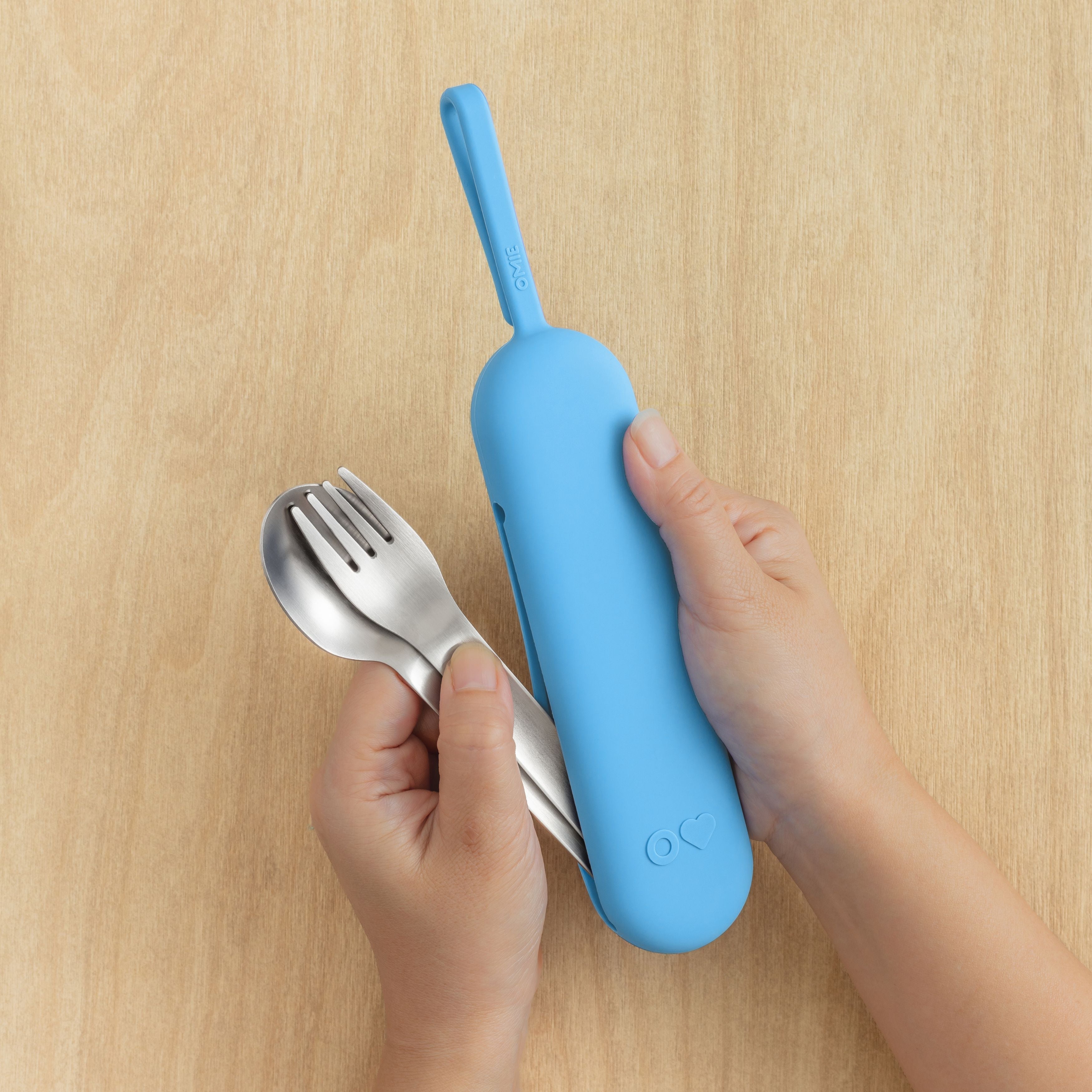 Omiebox - OmiePod UP Azure Siliconen Vork en Lepel Set