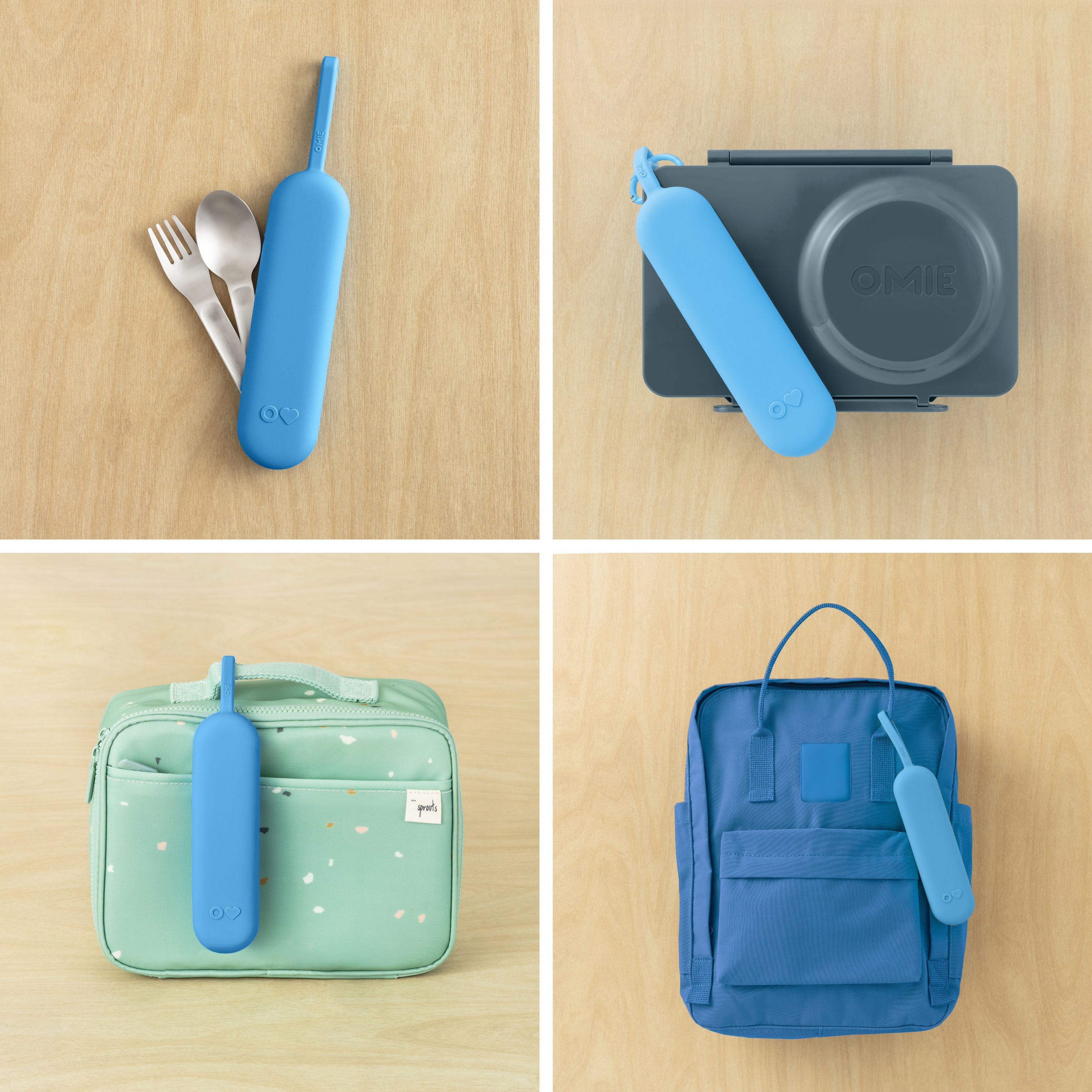 Omiebox - OmiePod UP Azure Siliconen Vork en Lepel Set