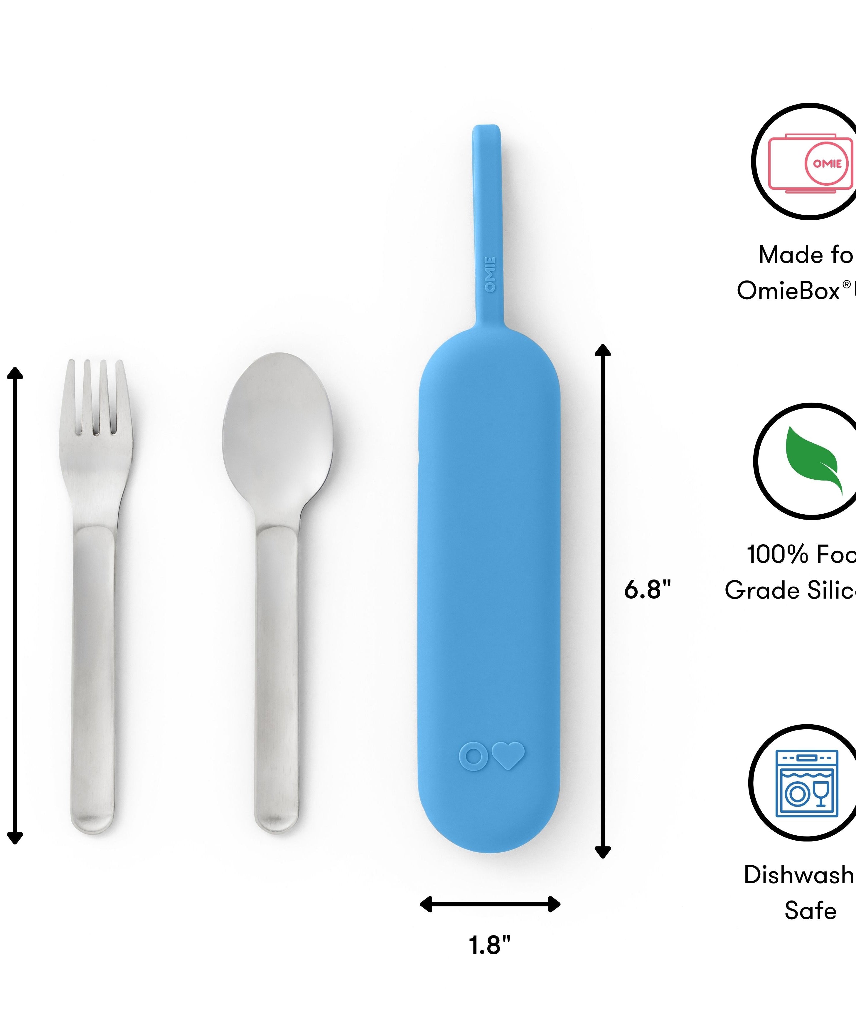 Omiebox - OmiePod UP Azure Siliconen Vork en Lepel Set