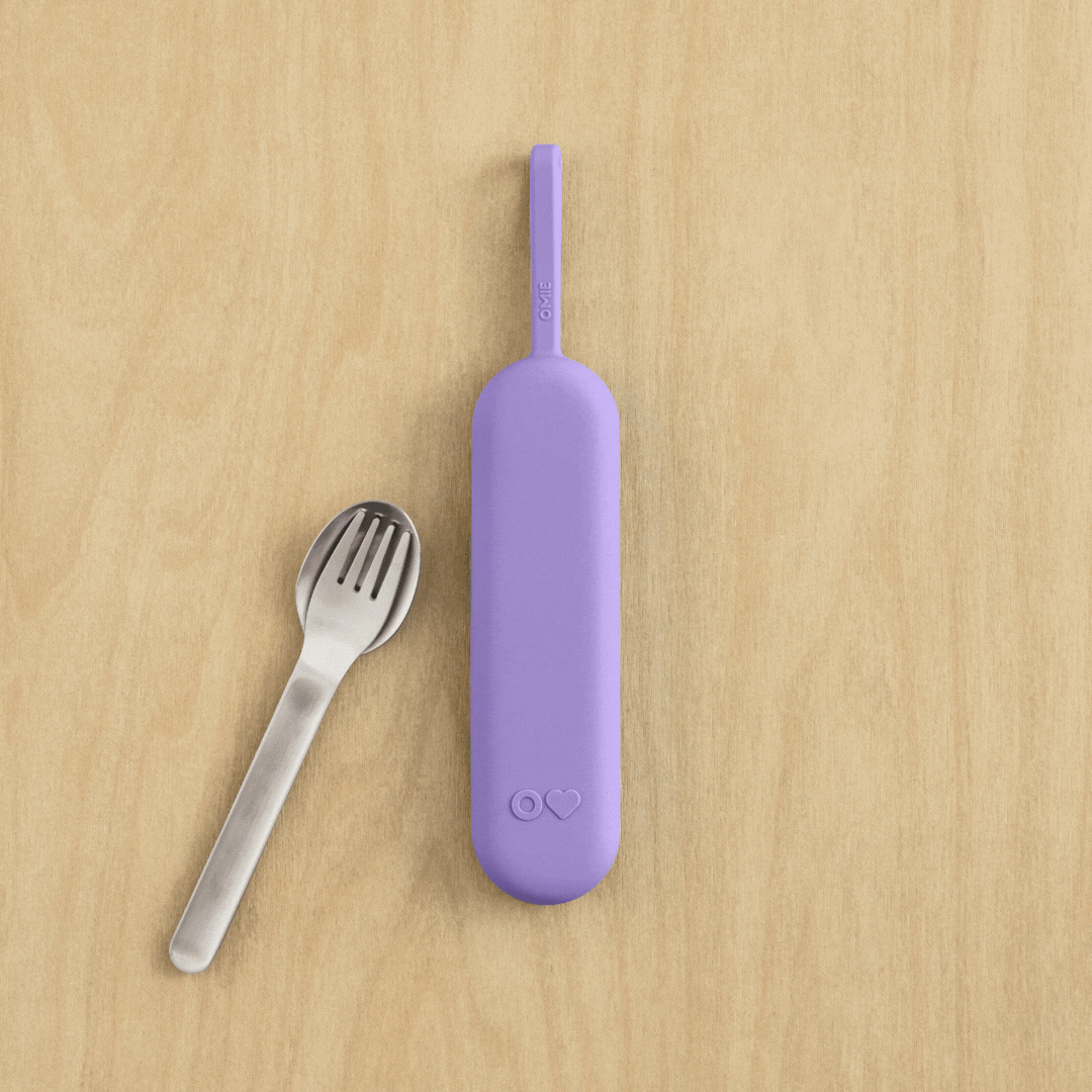 Omiebox - OmiePod UP Violette Siliconen Vork en Lepel Set