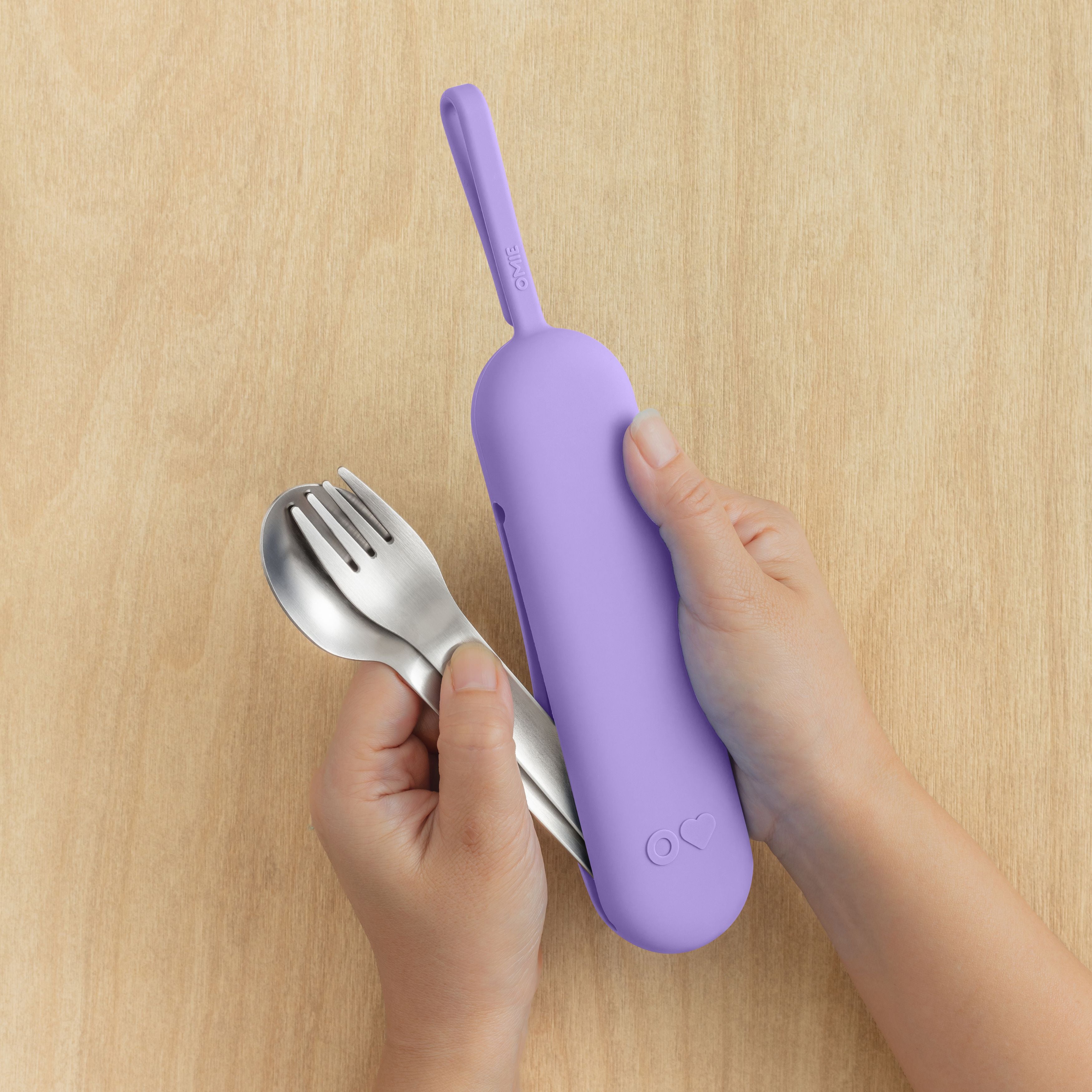 Omiebox - OmiePod UP Violette Siliconen Vork en Lepel Set