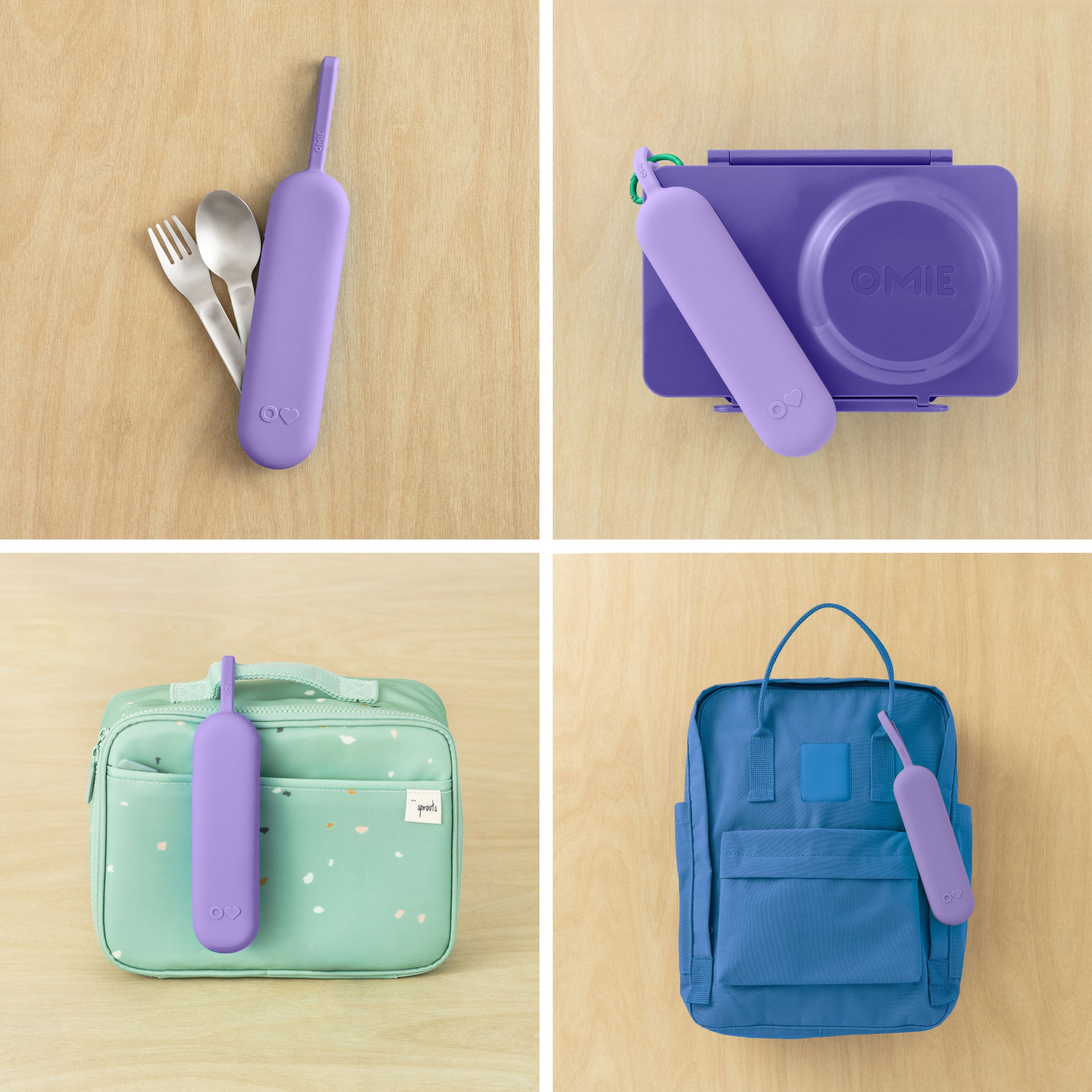 Omiebox - OmiePod UP Violette Siliconen Vork en Lepel Set