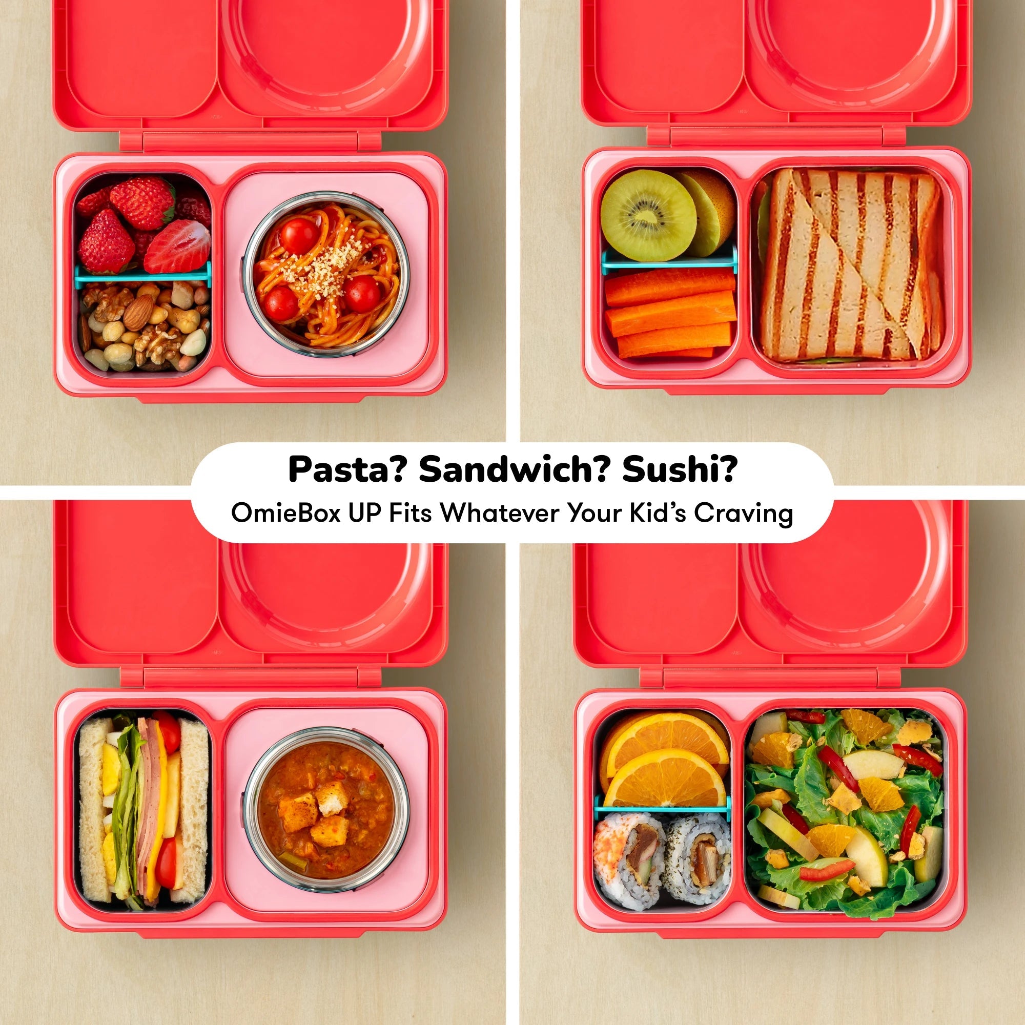 Omiebox - UP Warmte Geïsoleerde 2e Generatie Kersenroze Bento Lunchbox