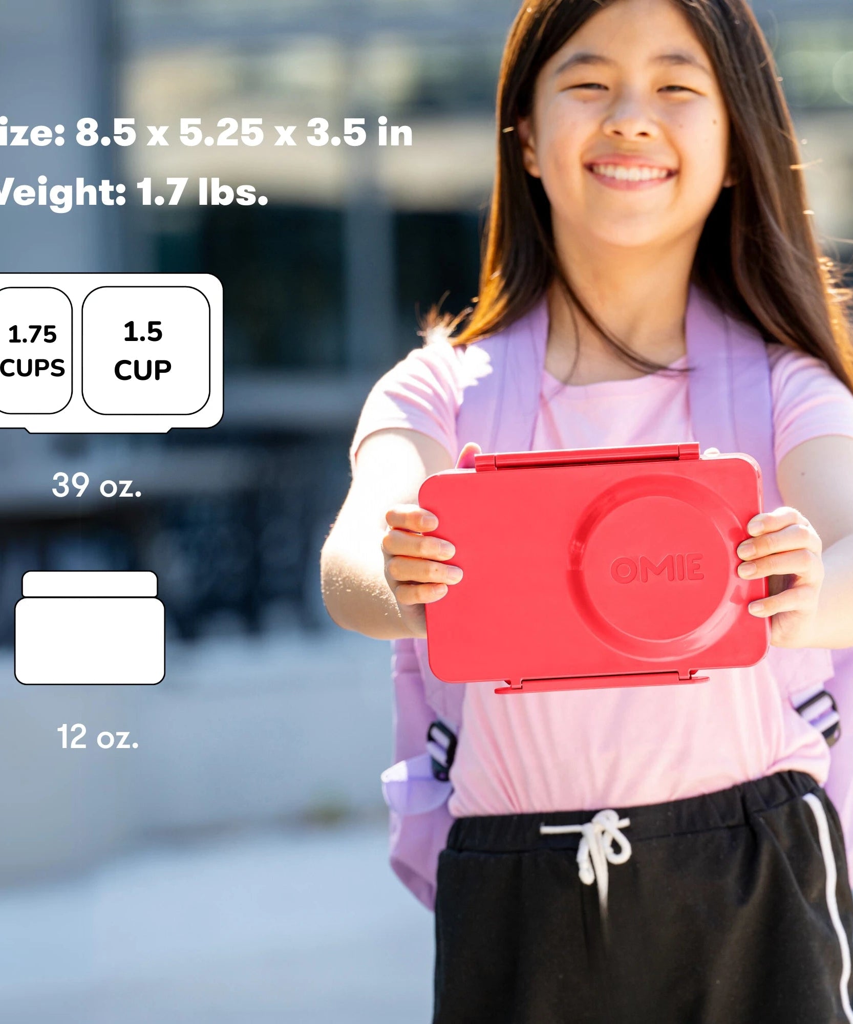 Omiebox - UP Warmte Geïsoleerde 2e Generatie Kersenroze Bento Lunchbox