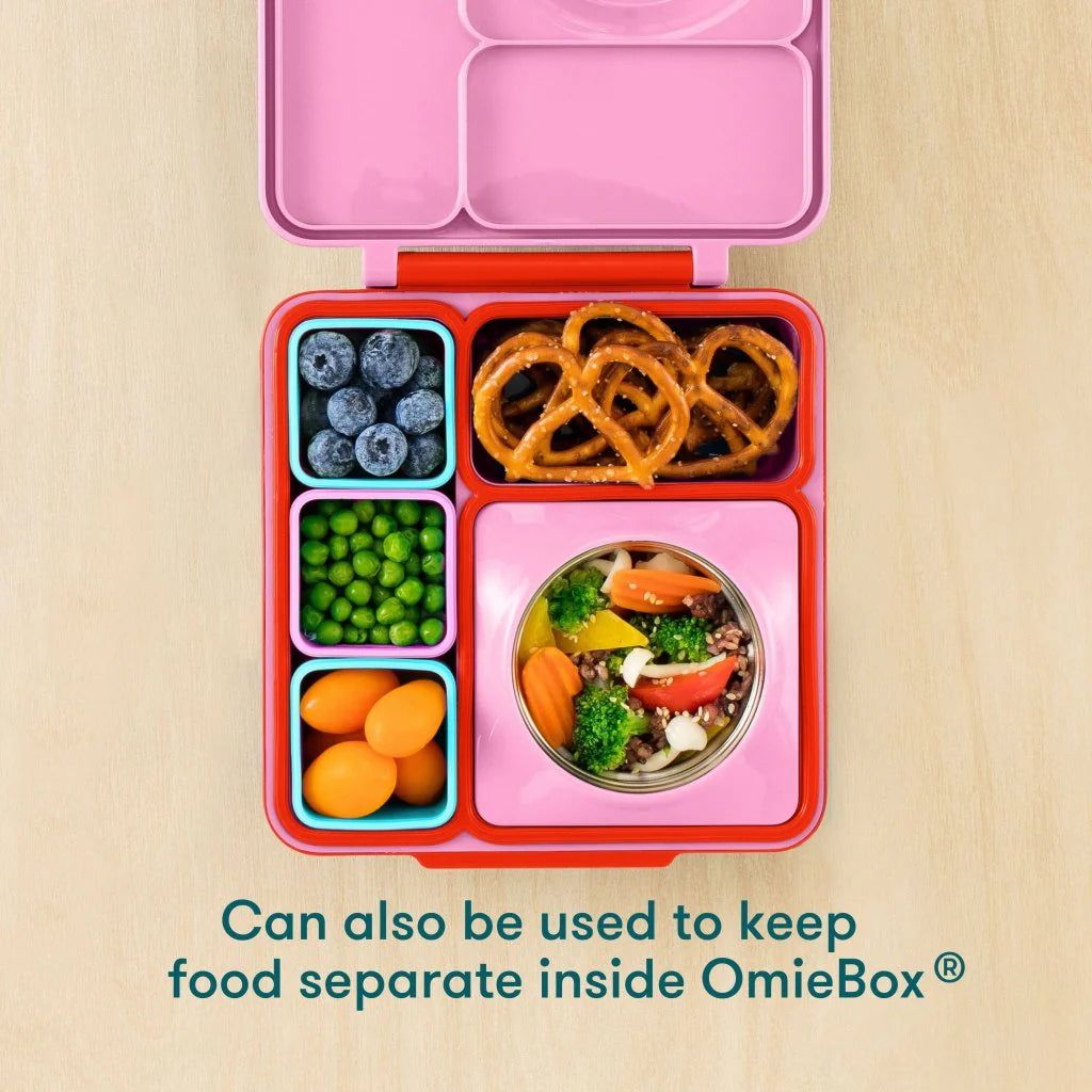 OmieBox Bento Kutusu İç Bölme Kapları 2li Pembe ve Turkuaz-Dinossi