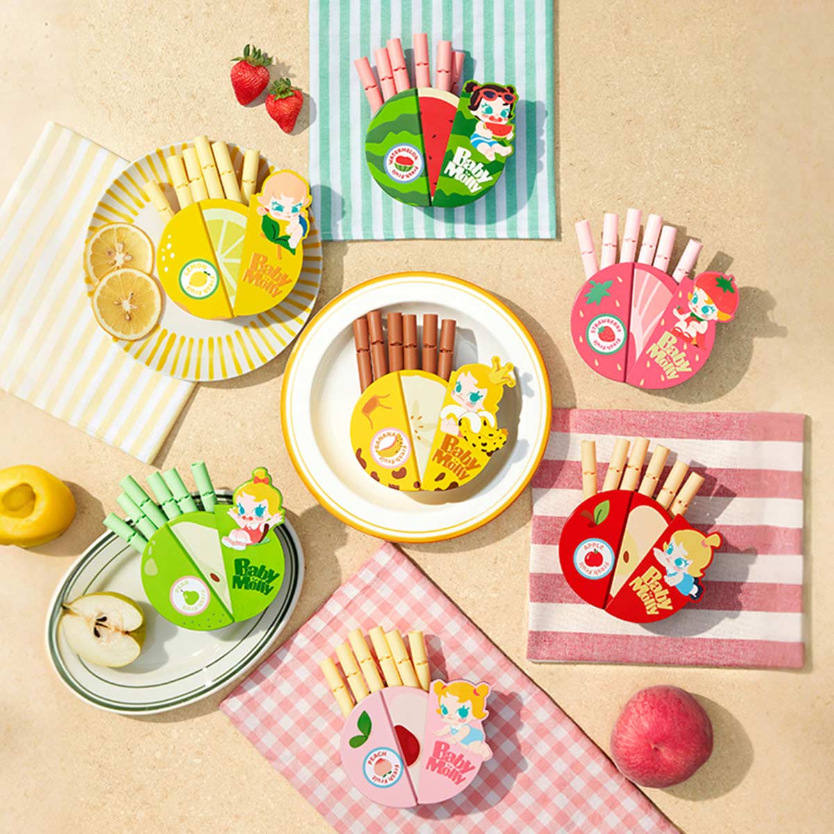 Pop Mart - Originele Baby Molly Fruitige Geur Serie Magnetisch Gesloten Opbergdoos Set