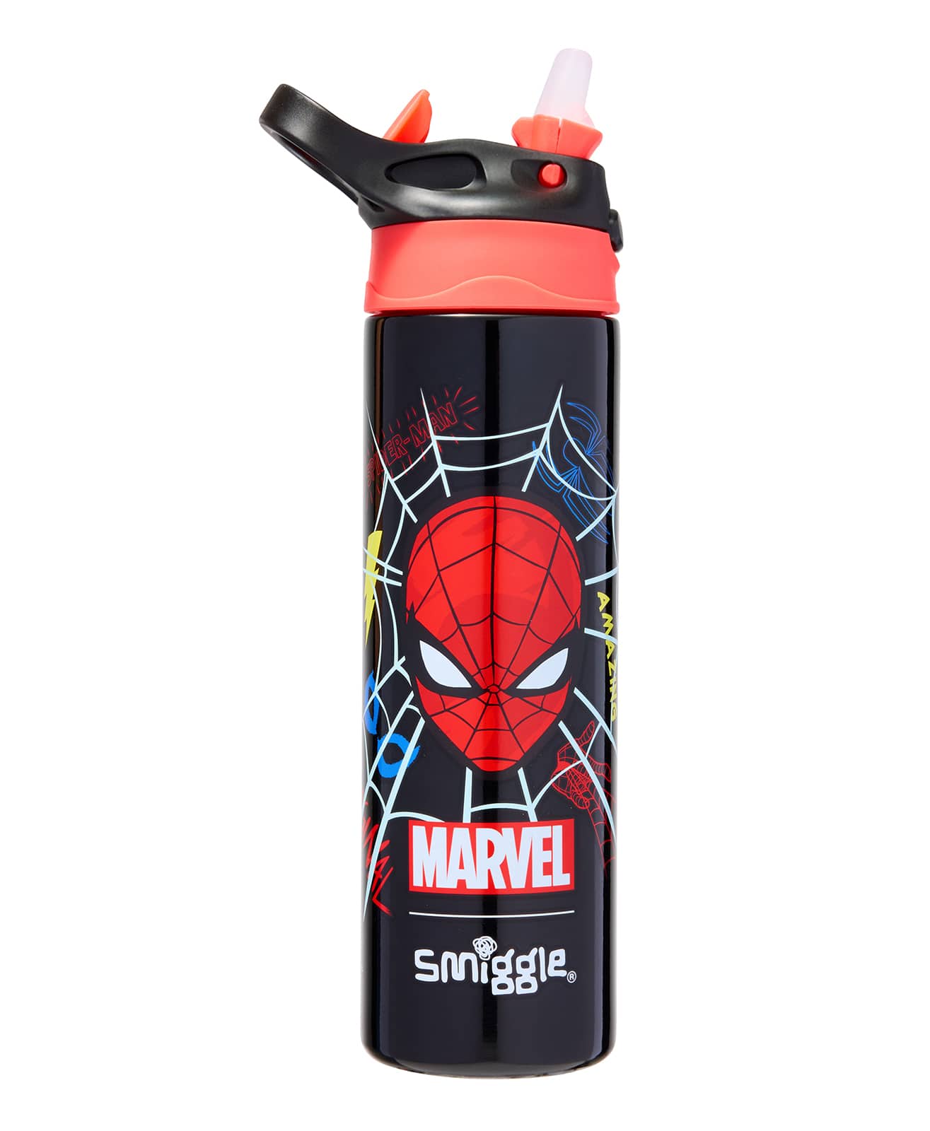Smiggle - Marvel Spiderman BPA-vrije Automatische Drinktuit 650ML Drinkfles