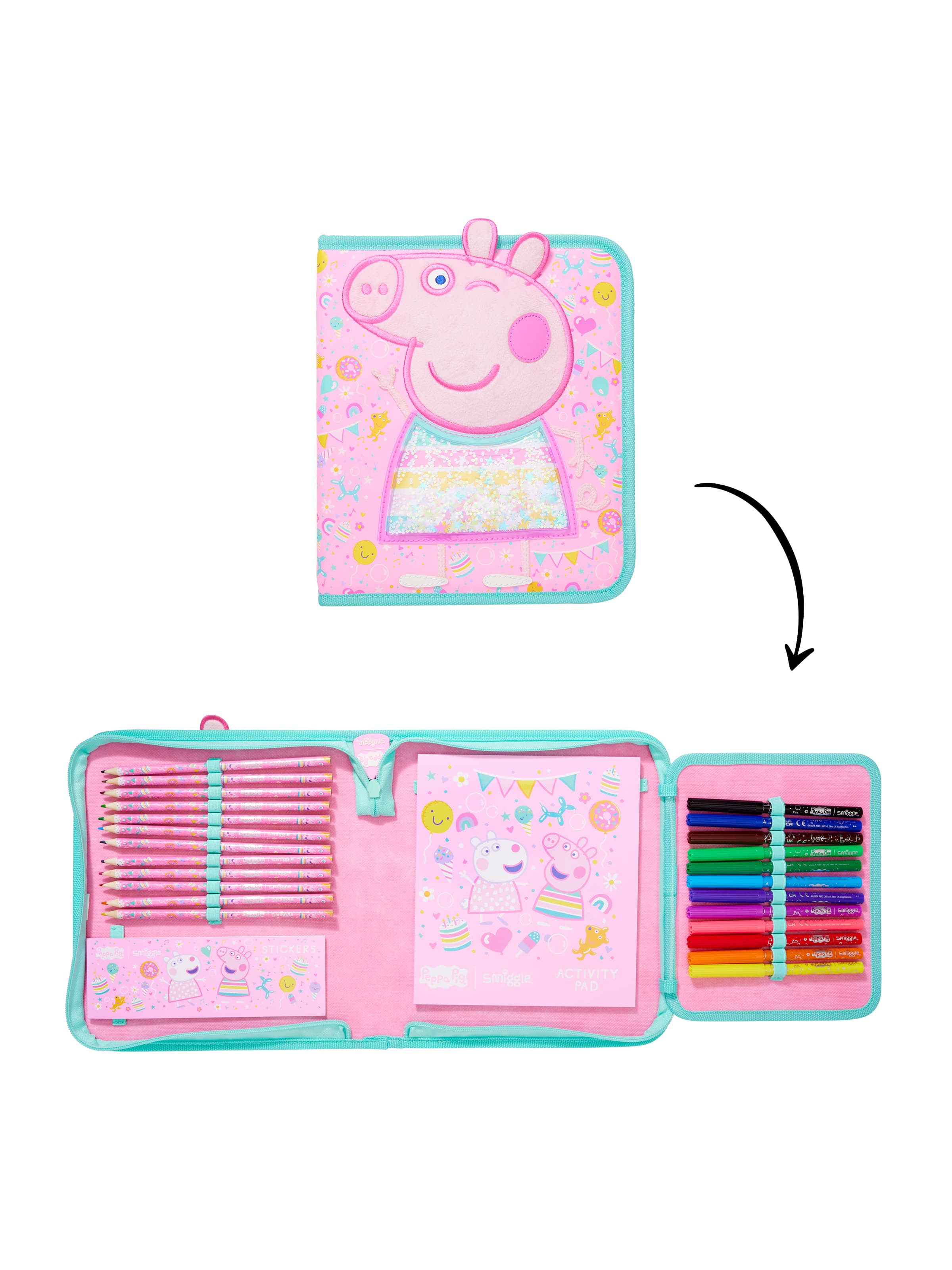 Smiggle - Peppa Pig Kalem Kutusu ve Kırtasiye Seti - Dinossi