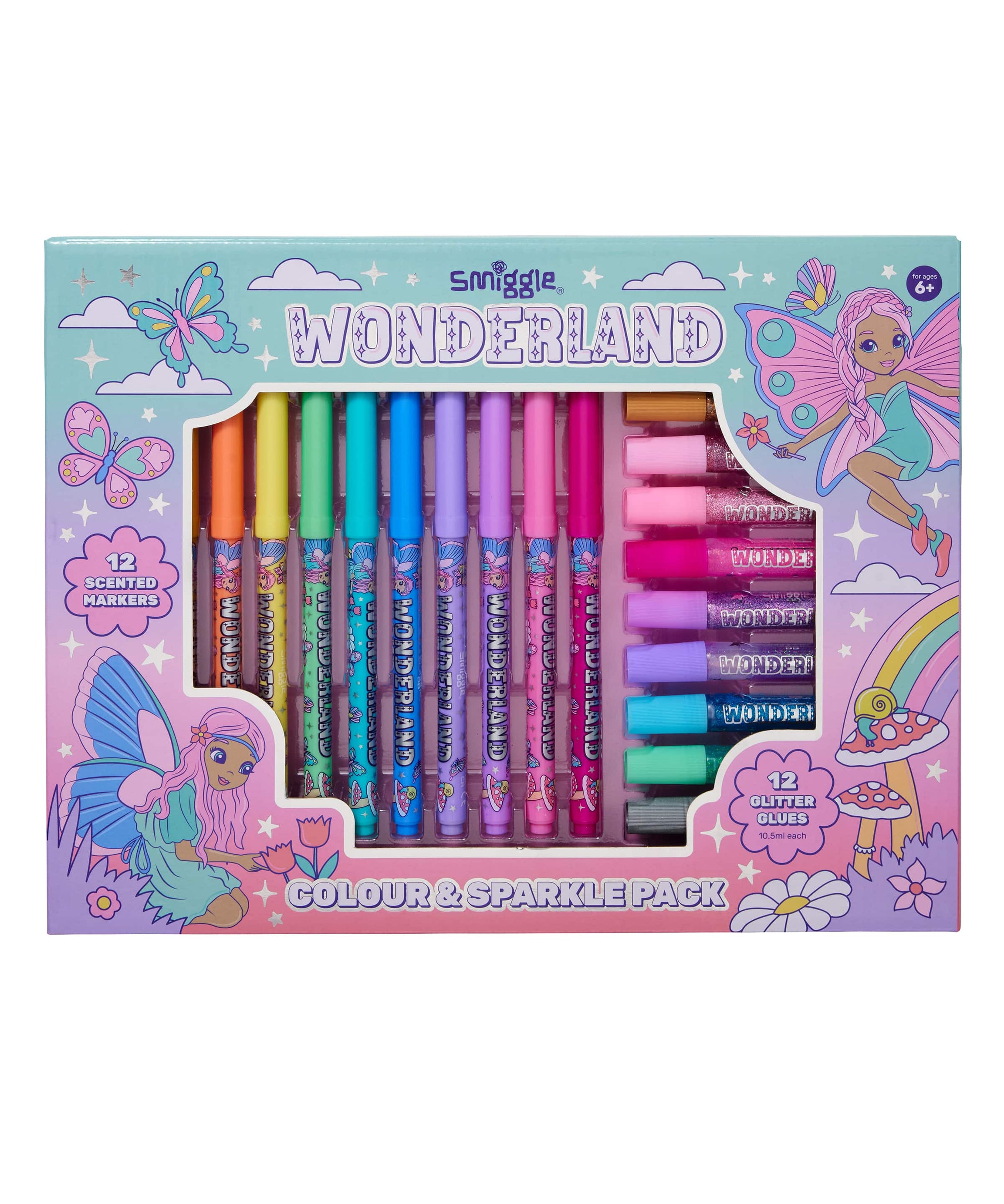 Smiggle - Wonderland Geurige Kleurpotlood en Glitterlijm Set