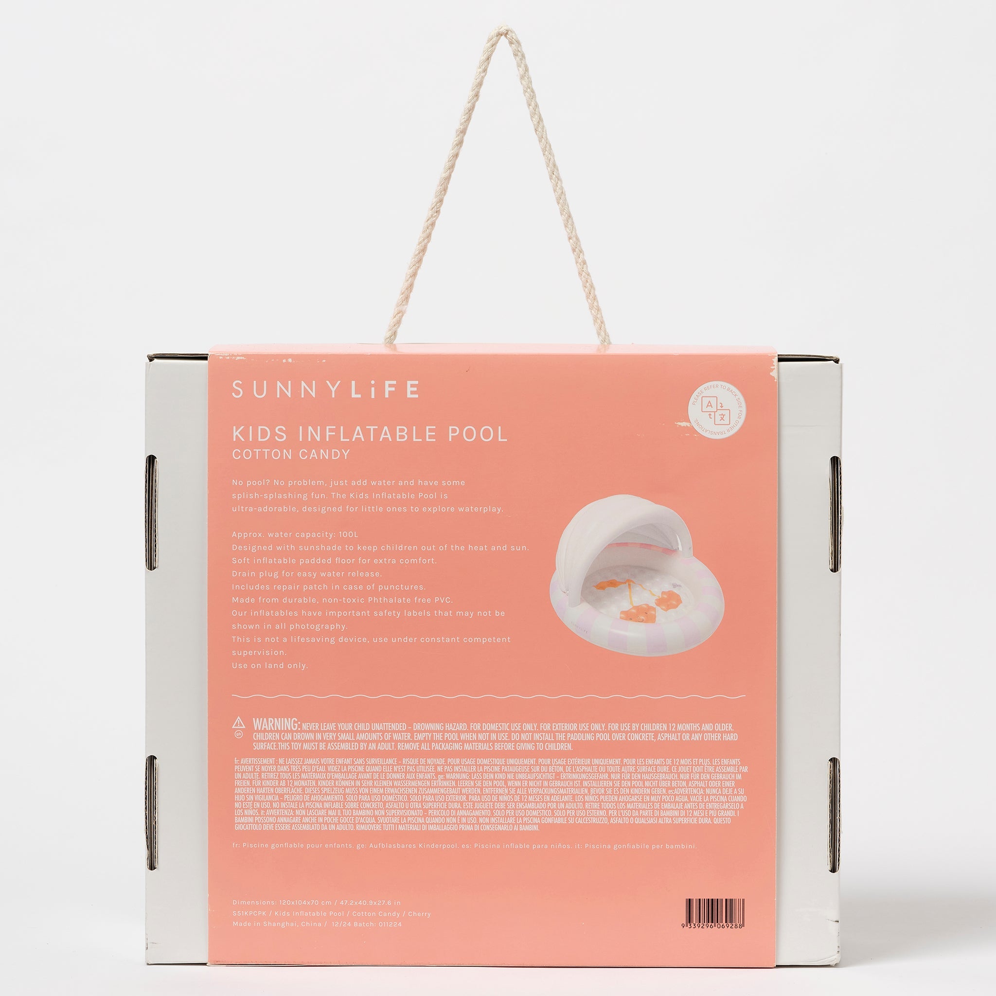 Sunnylife - Suikerspin Kinderzwembad met Zonnescherm