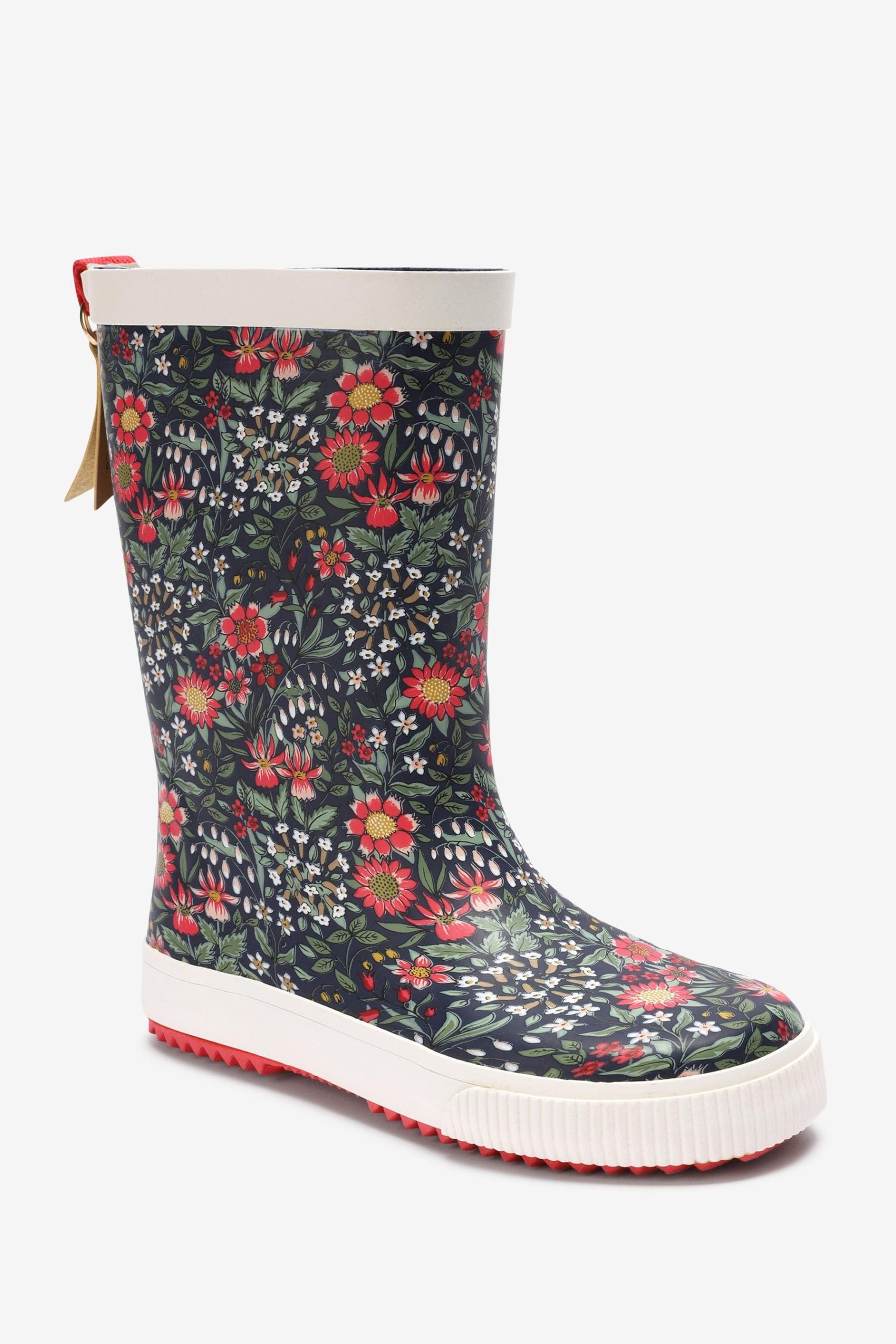 KidyLove - Çiçek Desenli Yumuşak Tabanlı Kadın Yağmur Çizmesi - 30.5-Dinossi