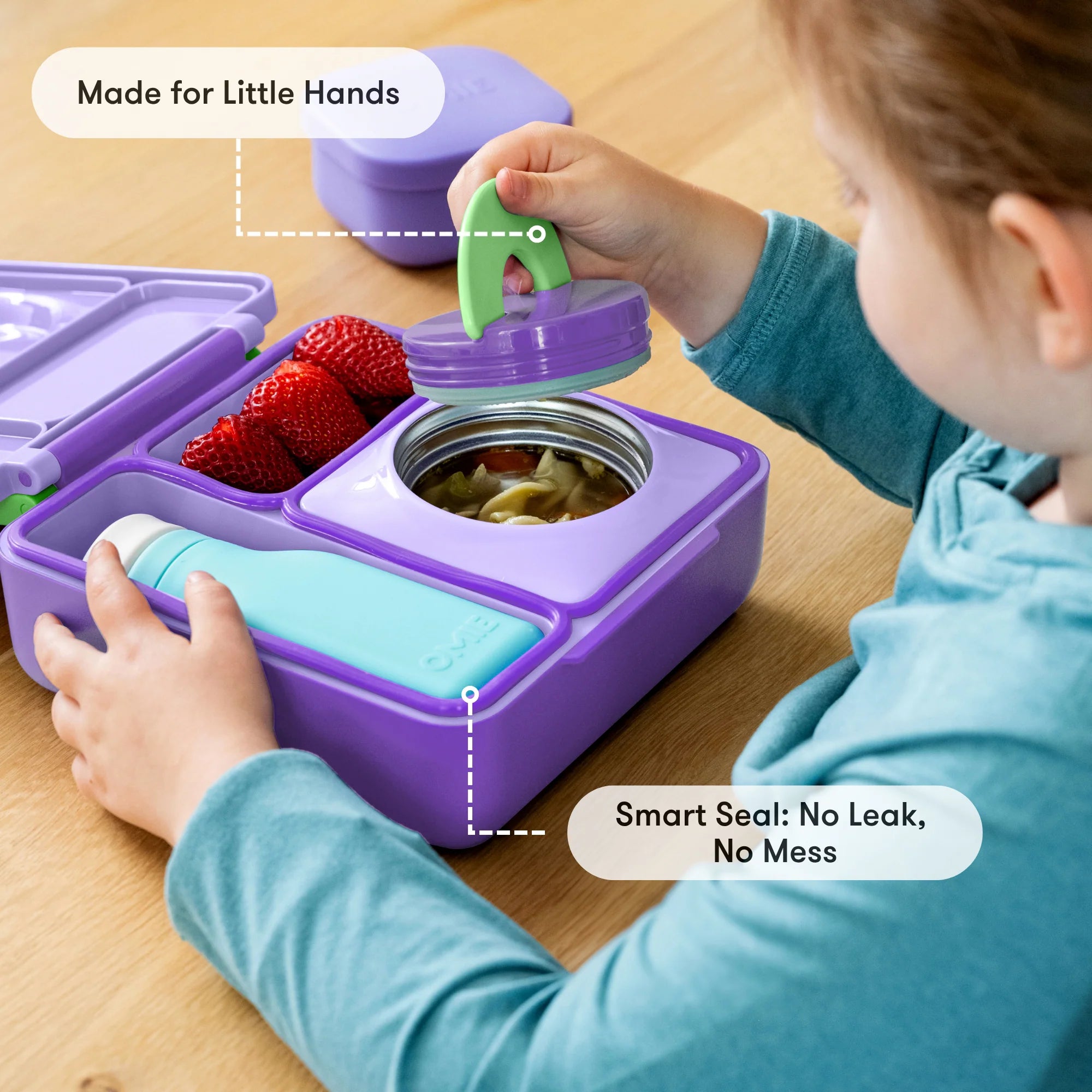 Omiebox - Warmte Geïsoleerde Paarse Bento Lunchbox