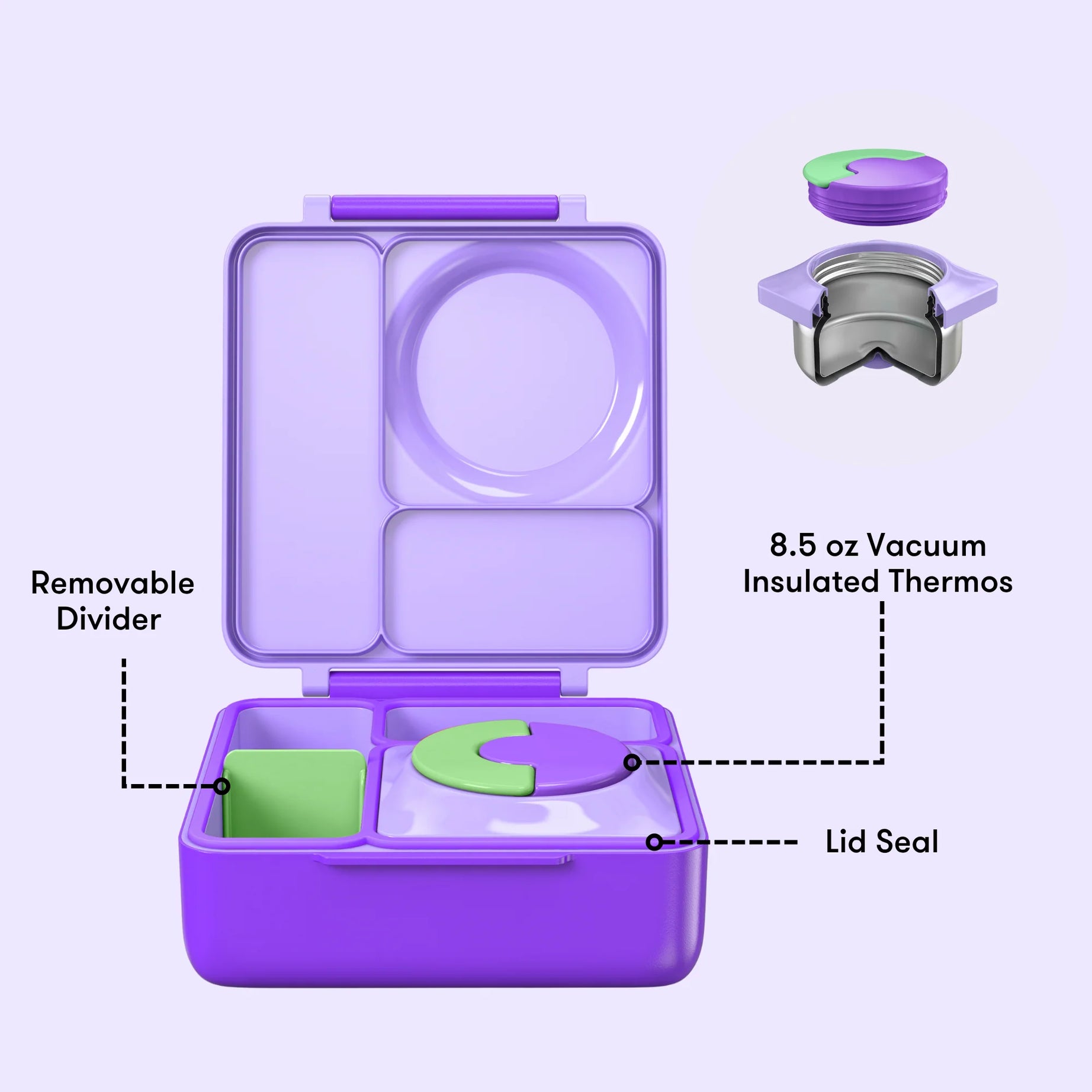 Omiebox - Warmte Geïsoleerde Paarse Bento Lunchbox