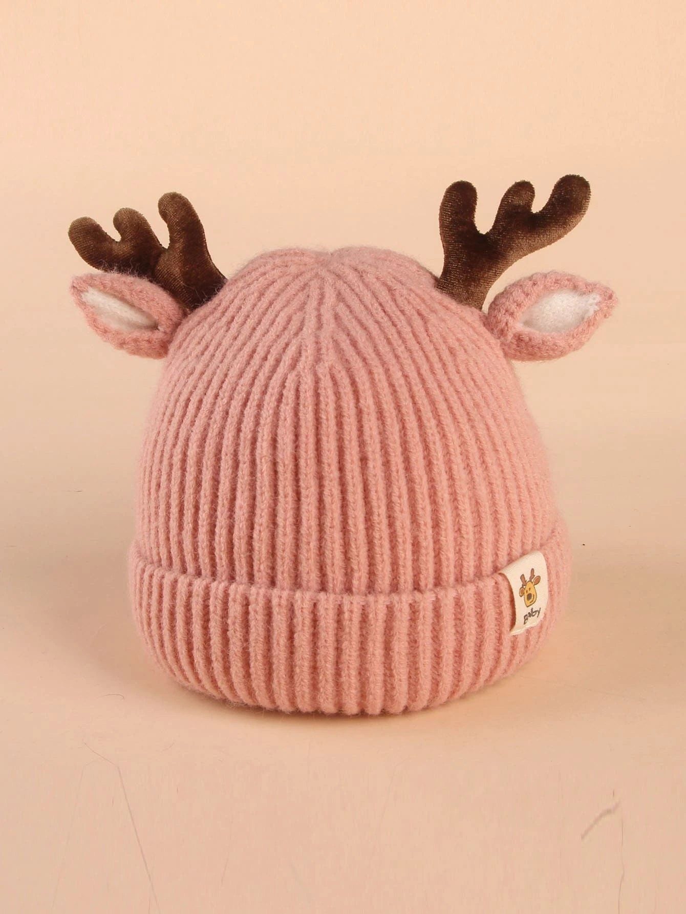 Dinossi - Geyik Boynuz ve Kulaklı Çocuk Beresi Pembe-Dinossi