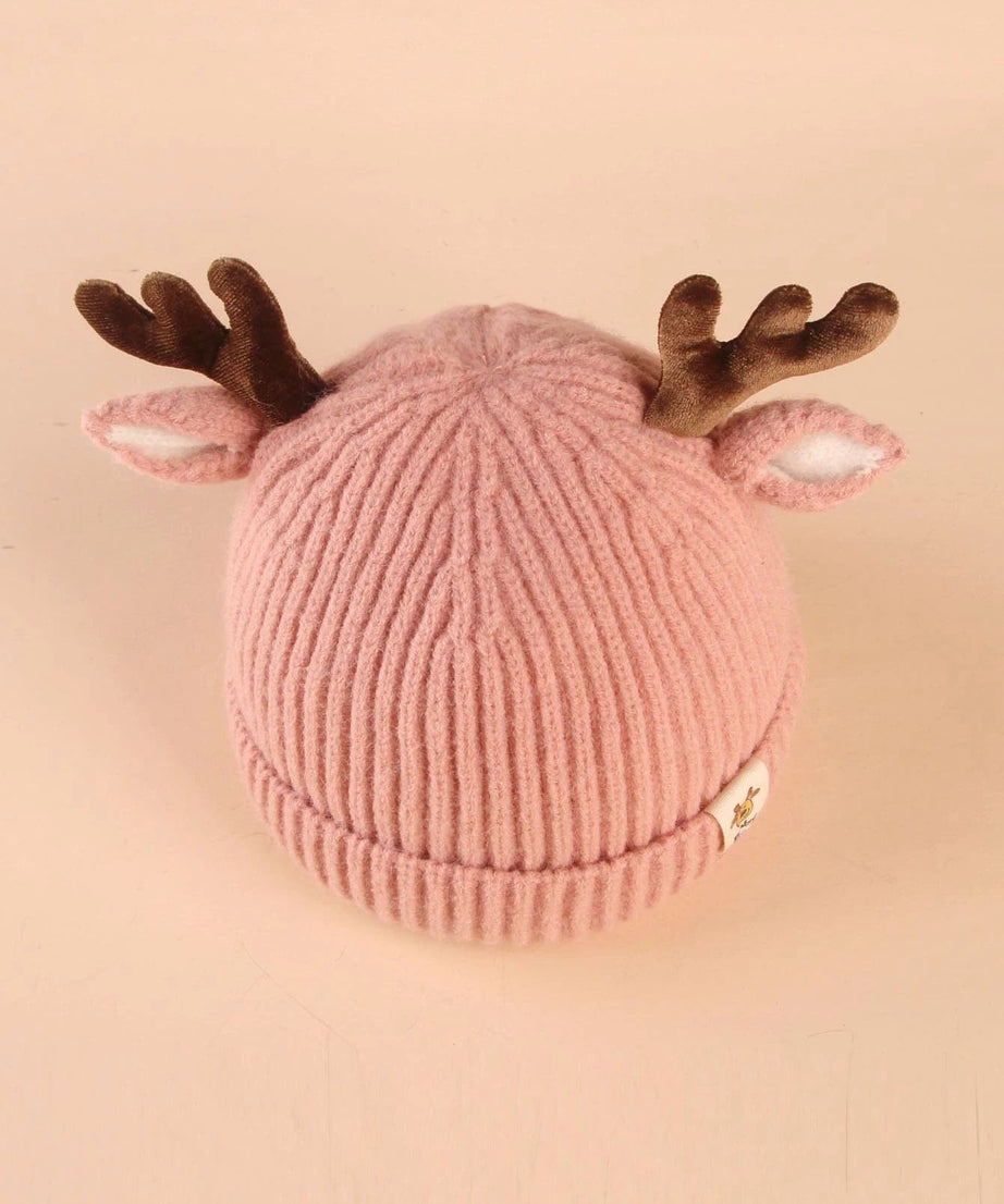 Dinossi - Geyik Boynuz ve Kulaklı Çocuk Beresi Pembe-Dinossi