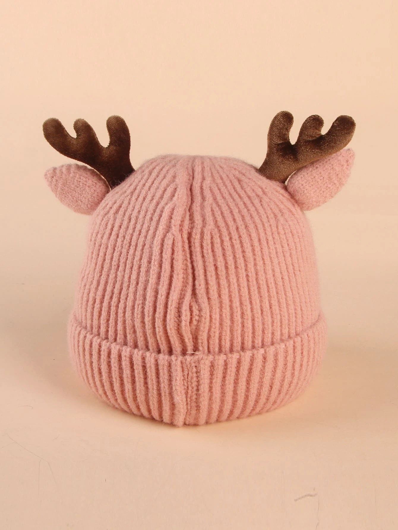 Dinossi - Geyik Boynuz ve Kulaklı Çocuk Beresi Pembe-Dinossi