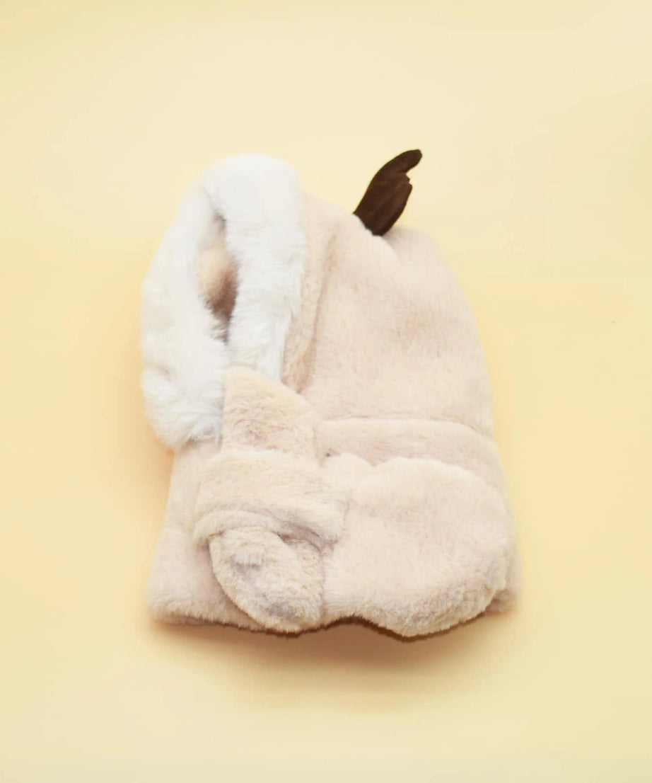 Dinossi - Polar Kürklü Geyik Boynuzlu Çocuk Bere ve Atkılı-Dinossi