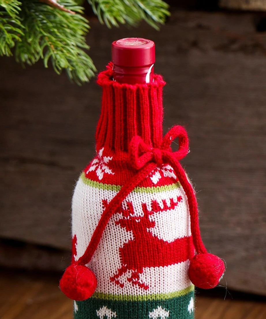 Dinossi - Yılbaşı Triko Özel Tasarım Şarap Şişesi Elbisesi-Dinossi