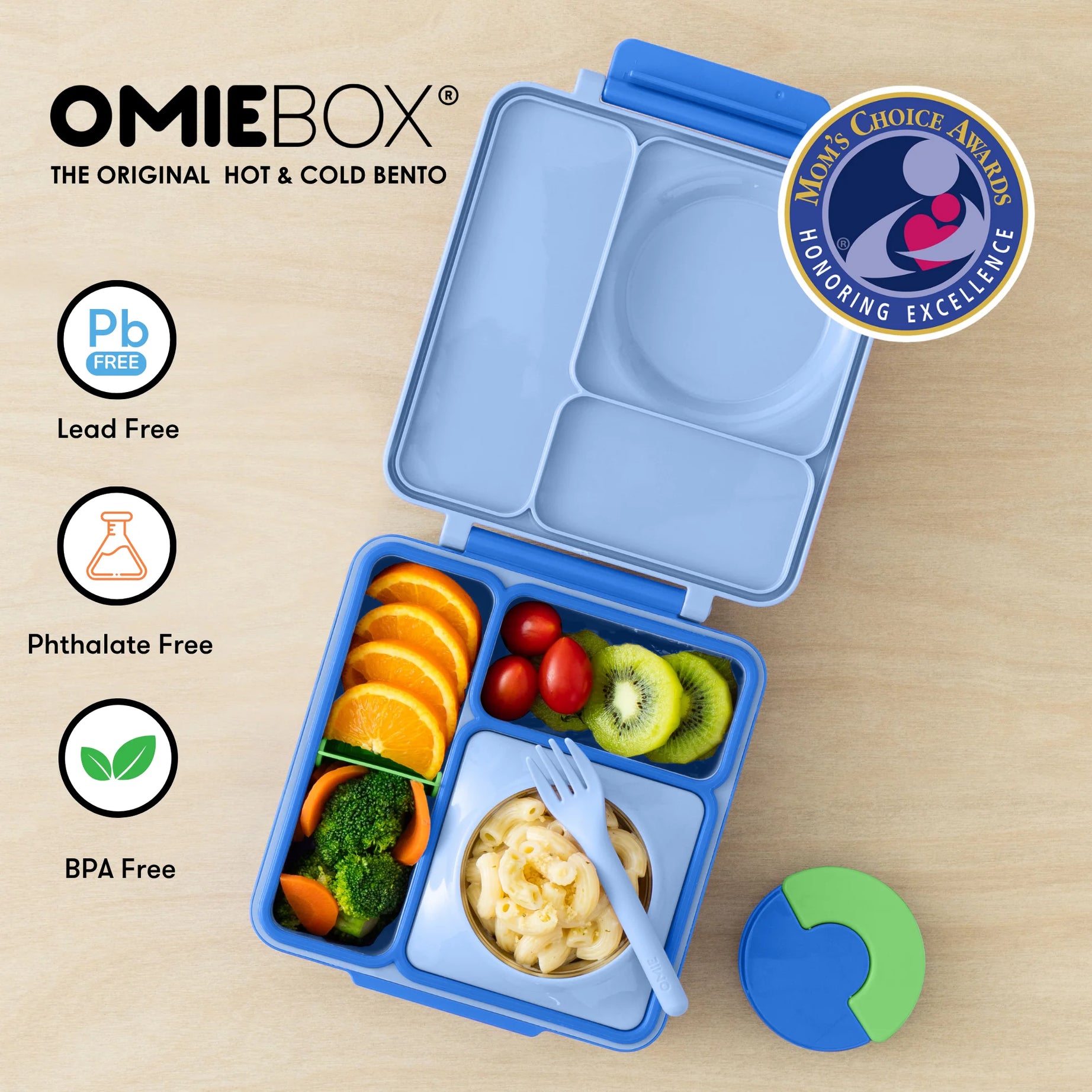 Omiebox - Thermisch Geïsoleerde Zee Blauw Bento Lunchbox