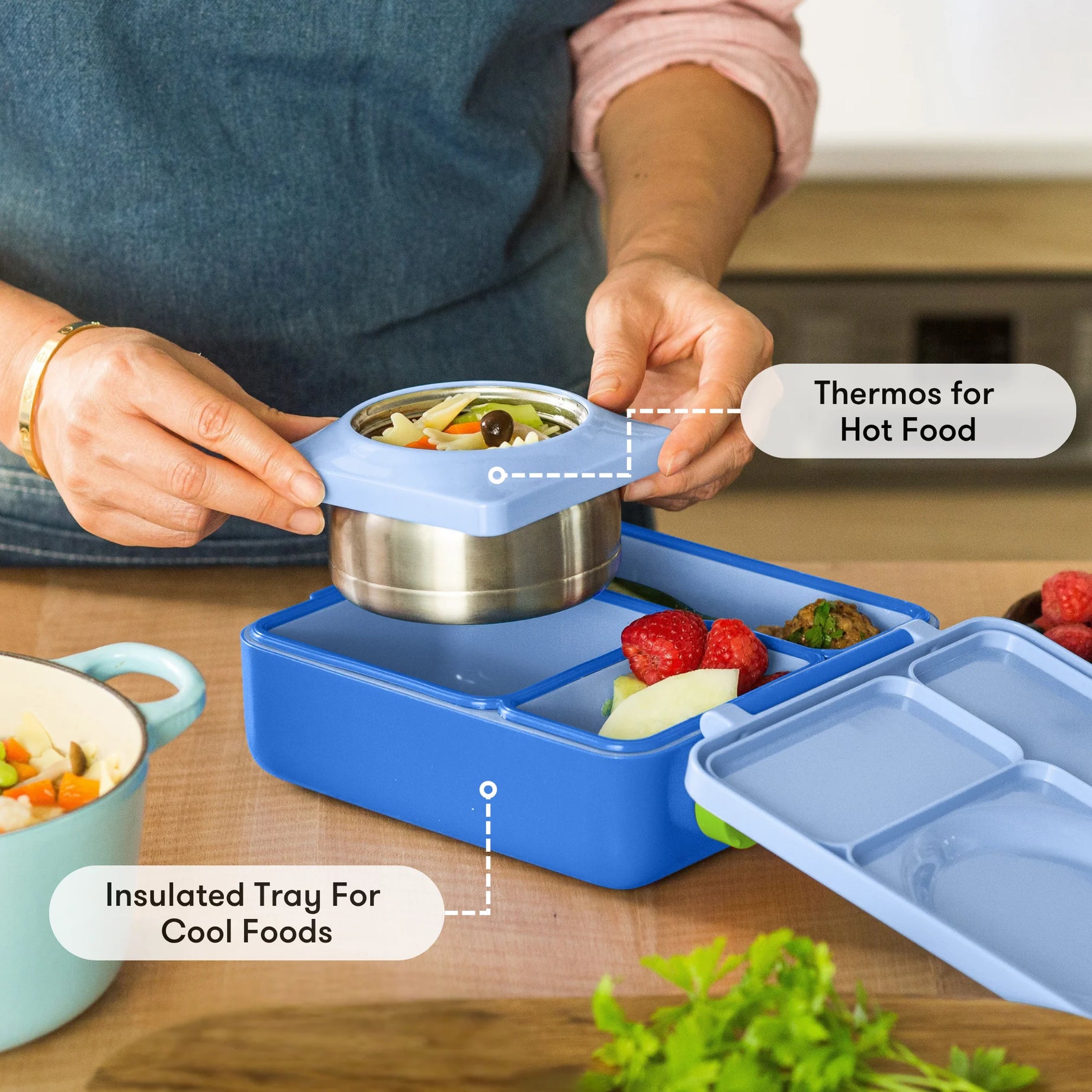 Omiebox - Thermisch Geïsoleerde Zee Blauw Bento Lunchbox