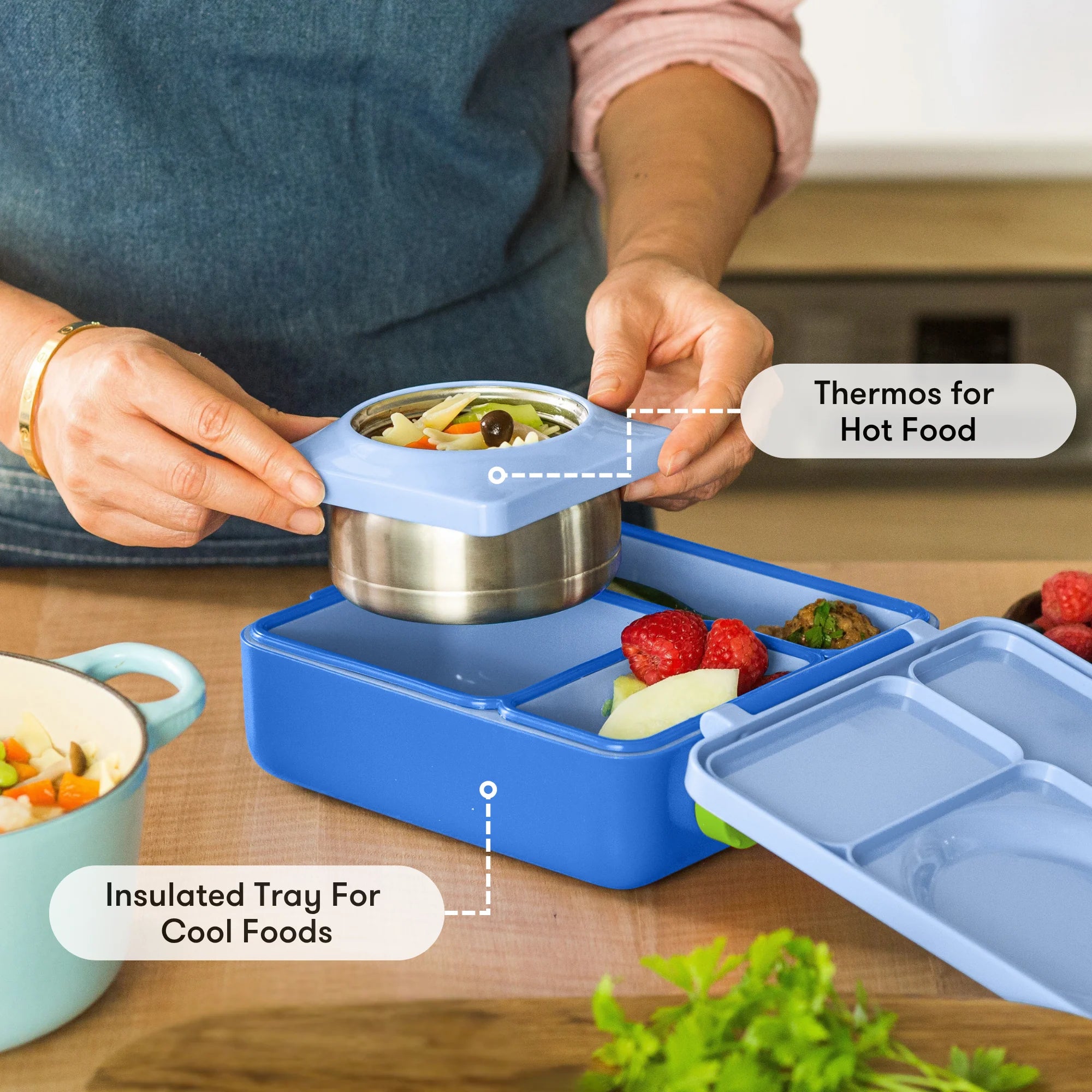 Omiebox - Thermisch Geïsoleerde Zee Blauw Bento Lunchbox