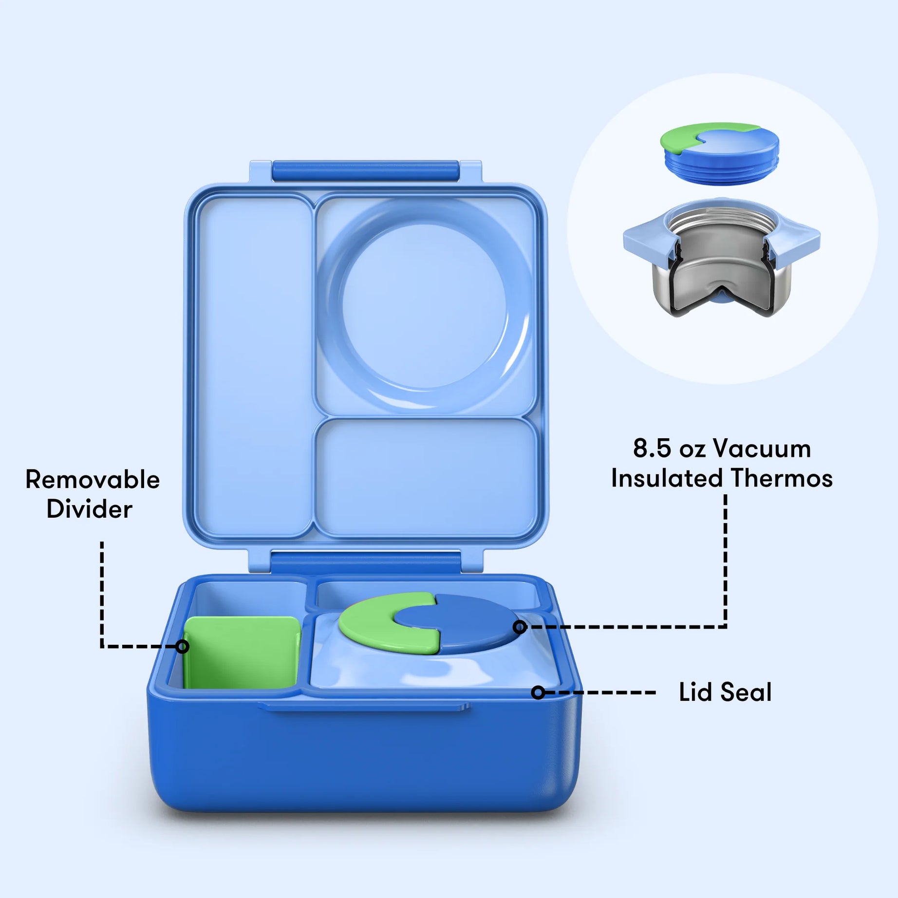 Omiebox - Thermisch Geïsoleerde Zee Blauw Bento Lunchbox