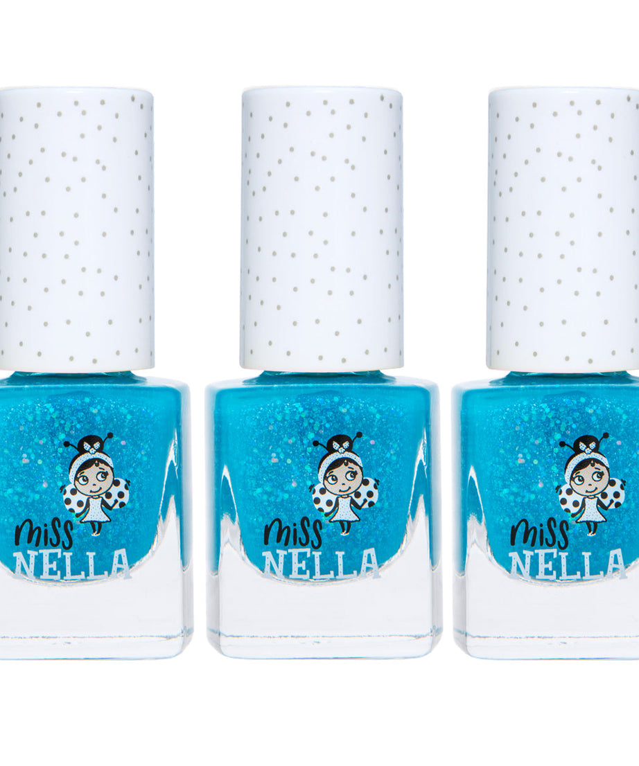 Miss Nella - Glanzende Blauwe Glinsterende Afbladderbare Nagellak