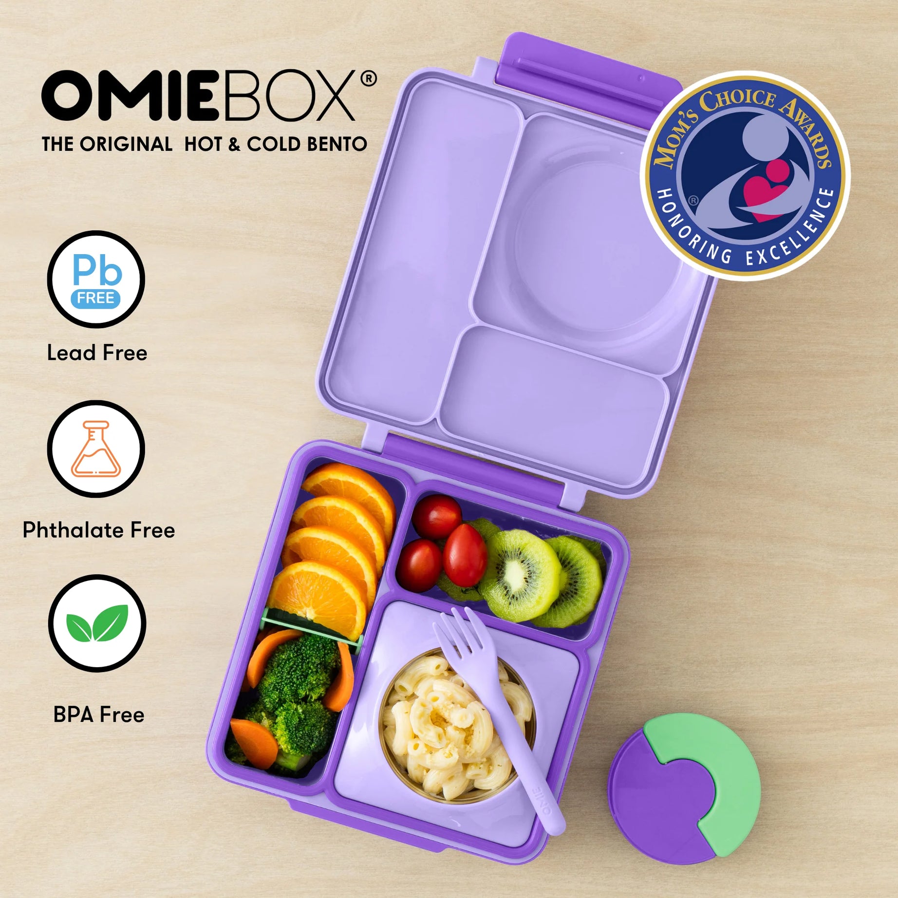 Omiebox - Warmte Geïsoleerde Paarse Bento Lunchbox