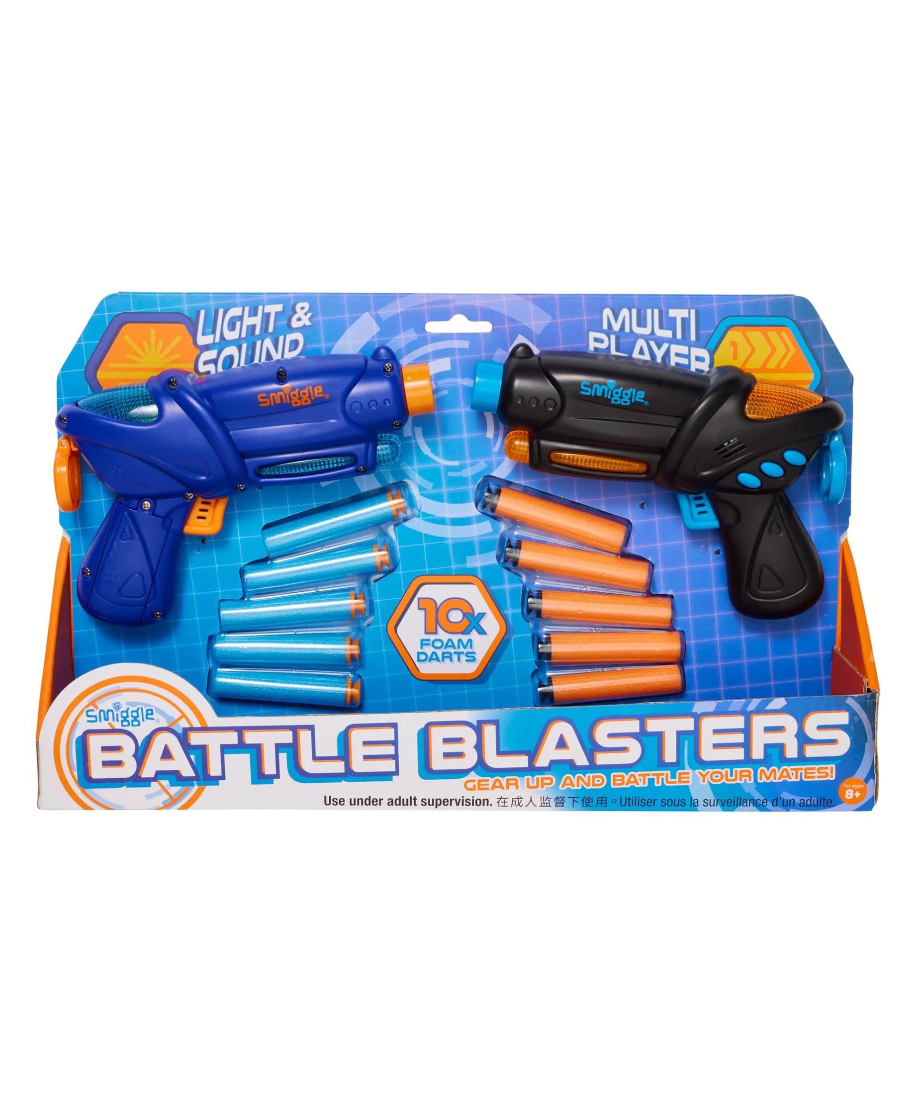 Smiggle - Işıklı ve Sesli Dart Fırlatan 2'li Oyuncak Silah Seti-Dinossi