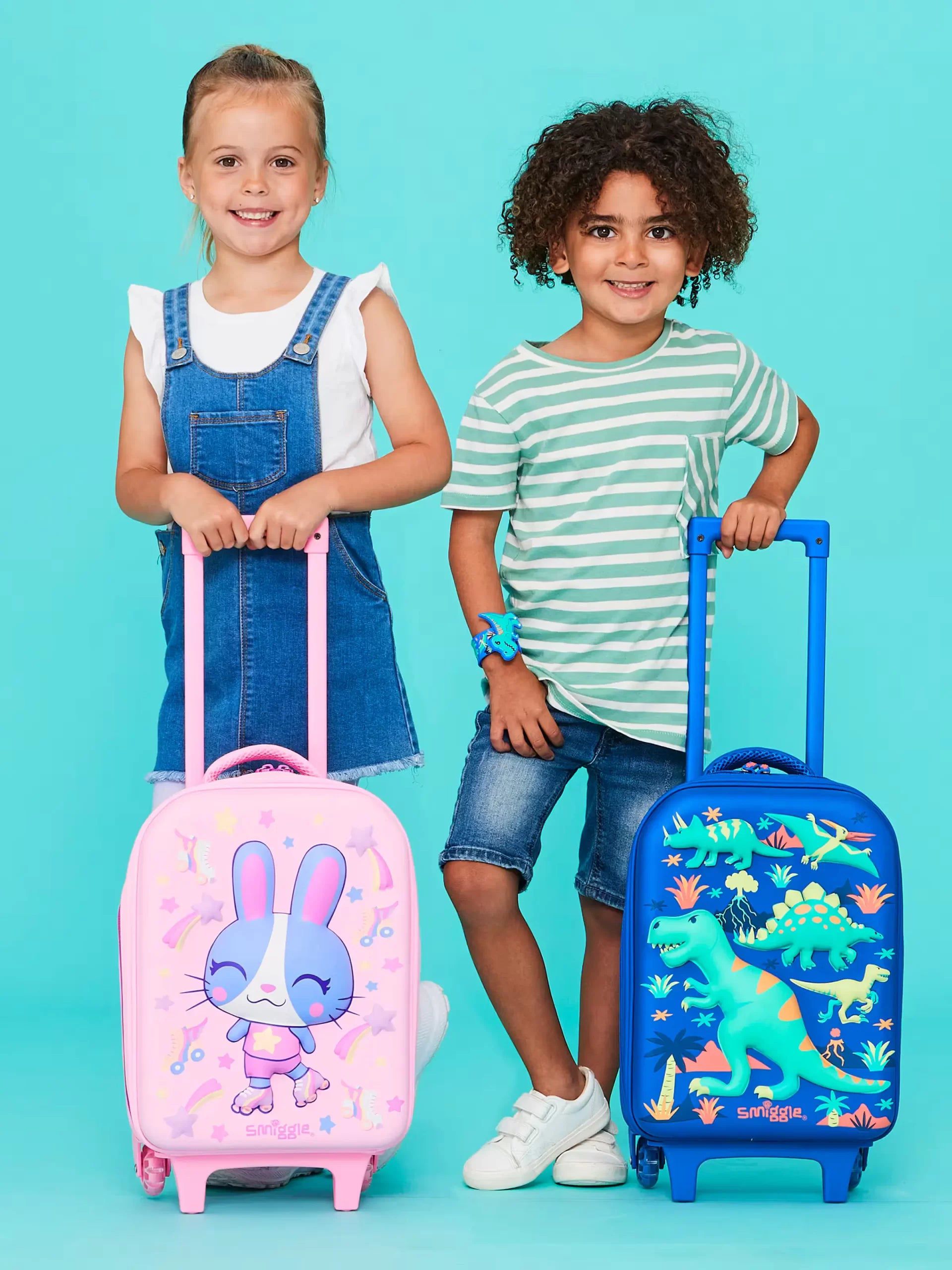Smiggle - Movin Tekerlekli Çekçekli Anaokulu Okul ve Seyahat Çantası-Dinossi